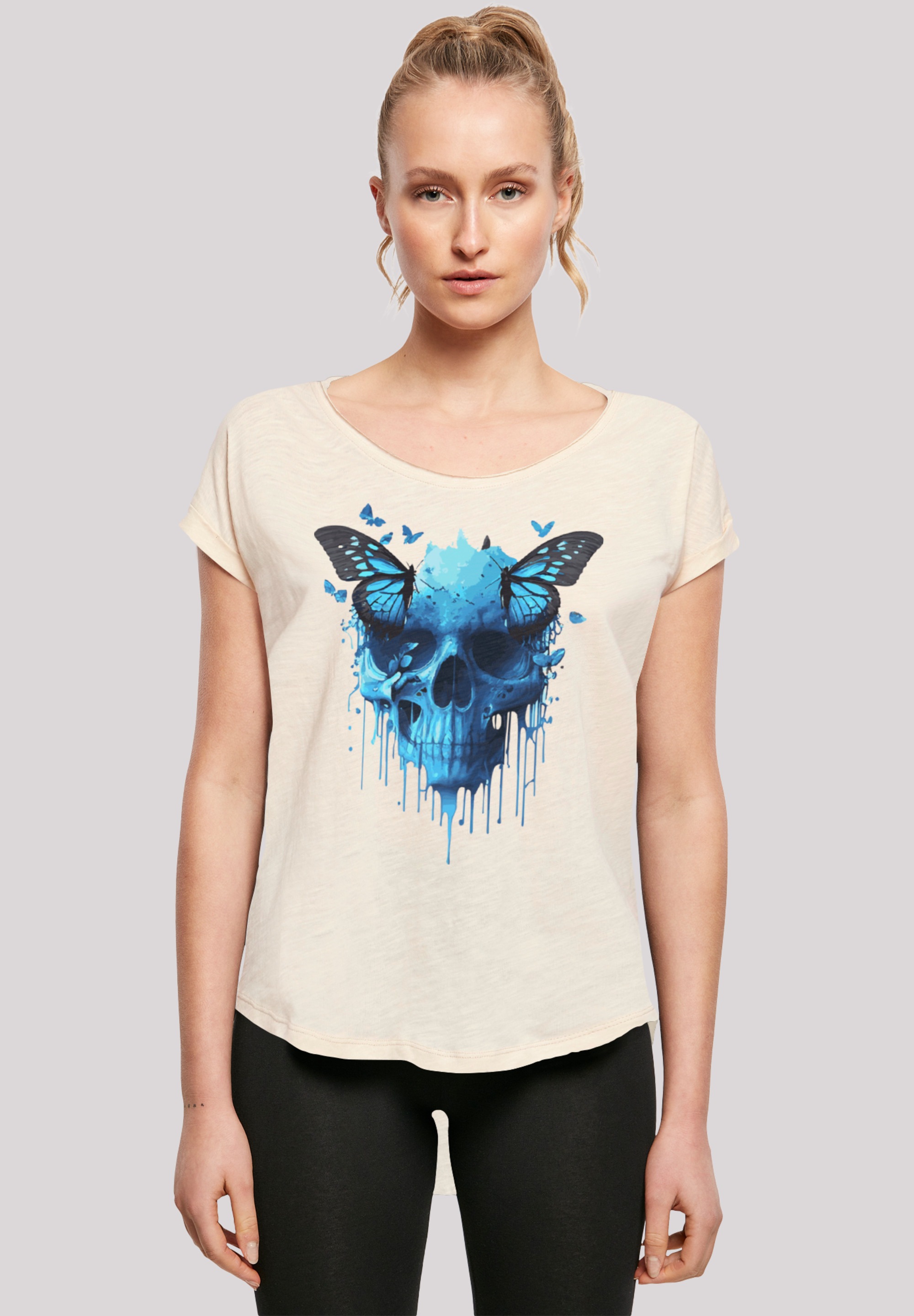 T-Shirt »Totenkopf mit Schmetterling«, Print