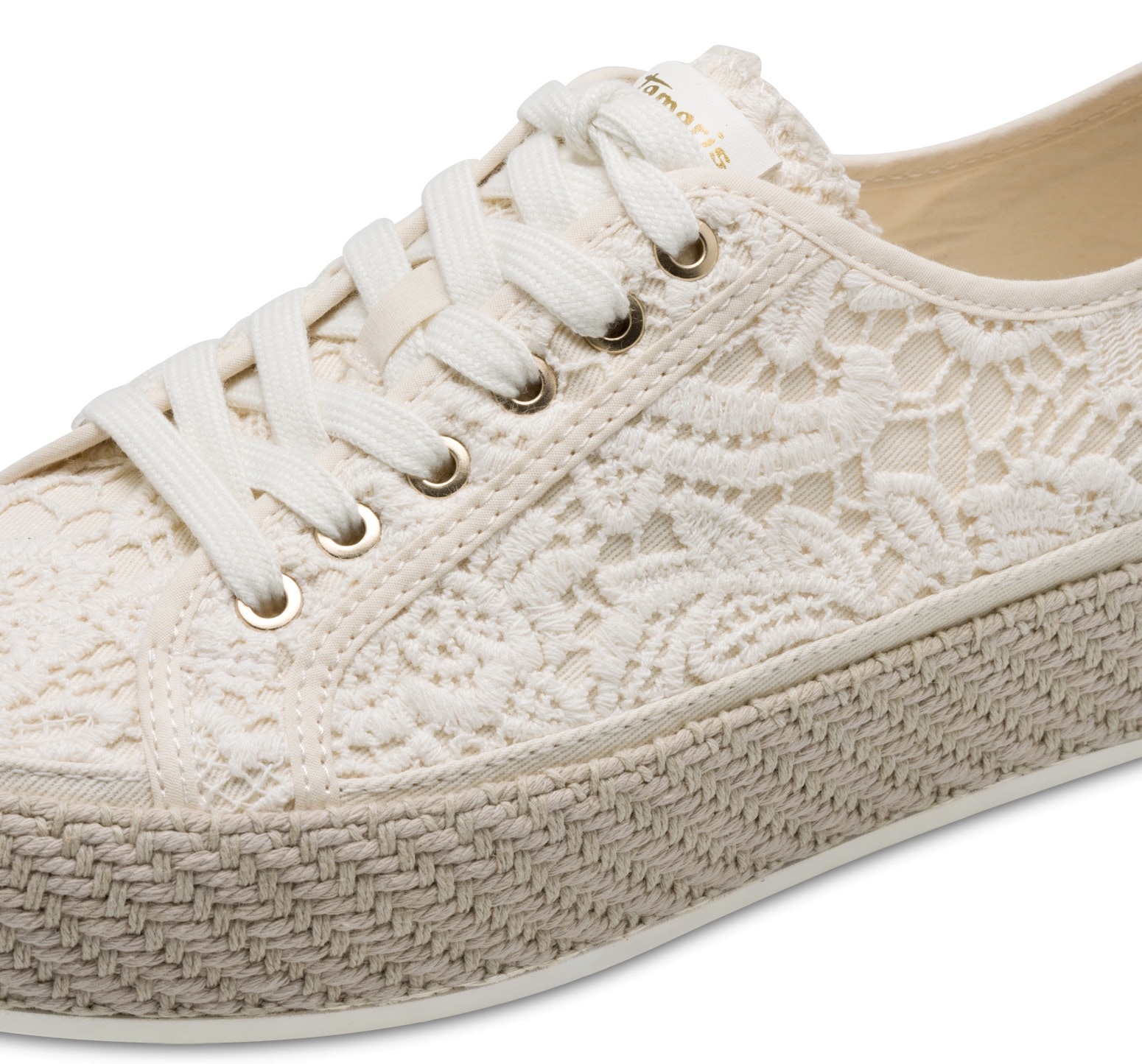 Tamaris Plateausneaker, Freizeitschuh, Halbschuh, Schnürschuh mit Häkelapplikation