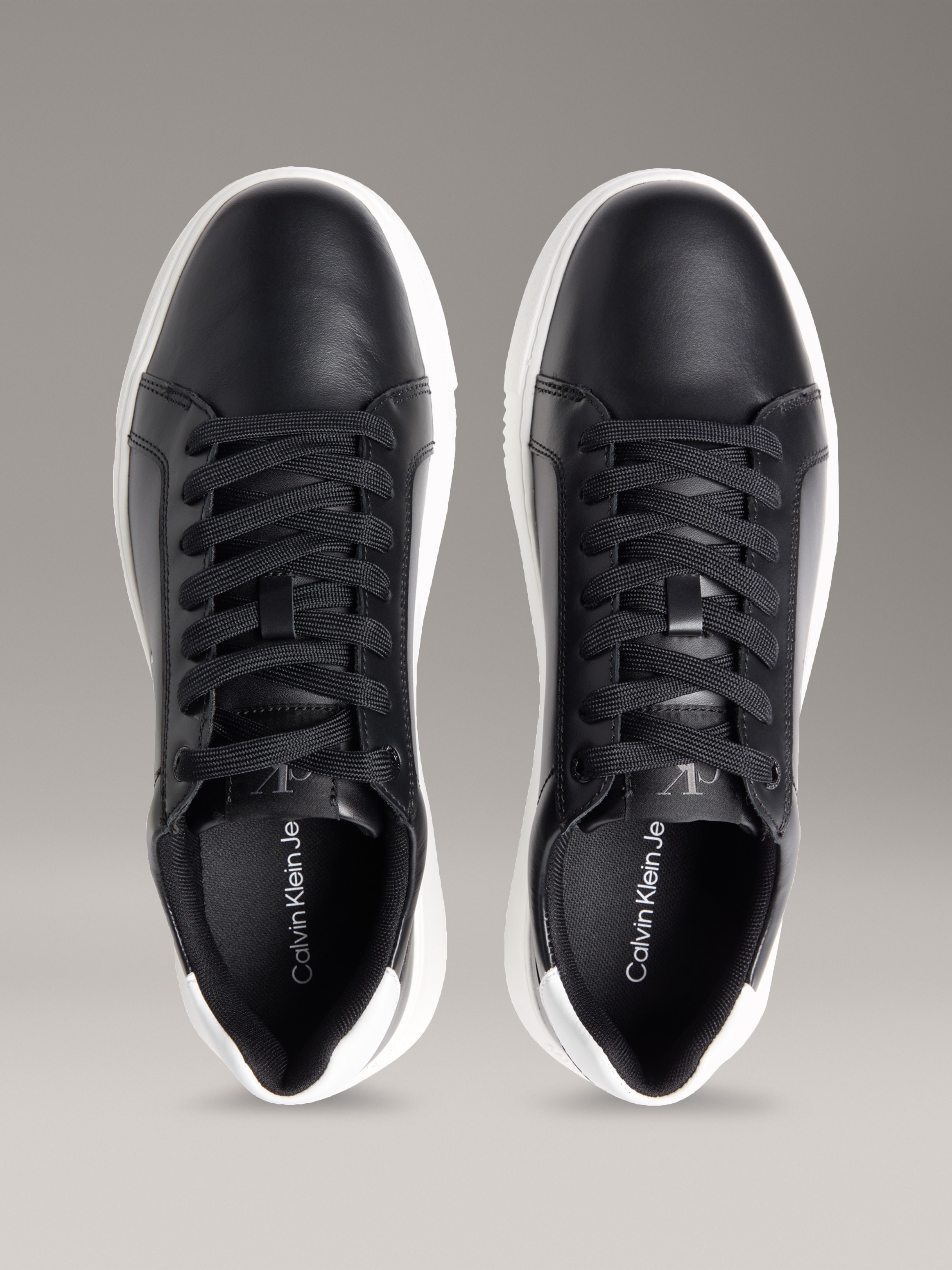 Calvin Klein Jeans Sneaker »CHUNKY CUPSOLE MONO LTH«, Schnürschuh, Halbschuh, Freizeitsneaker mit seitlichem Logo