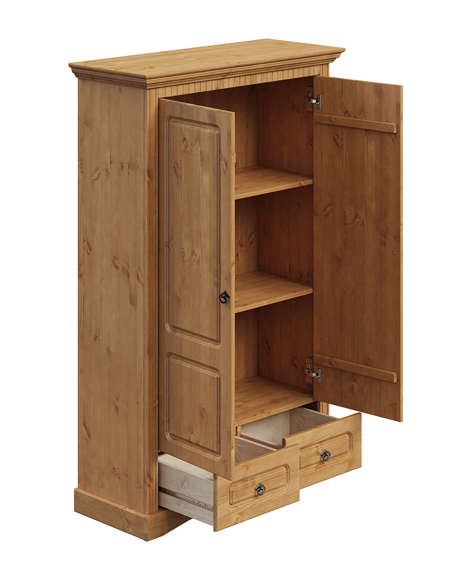 OTTO home Wäscheschrank »Rustic« B/T/H: 94/39/150 cm,  aus massiver Kiefer, FSC®, schöne Kassettenoptik, mit Ringgriffen