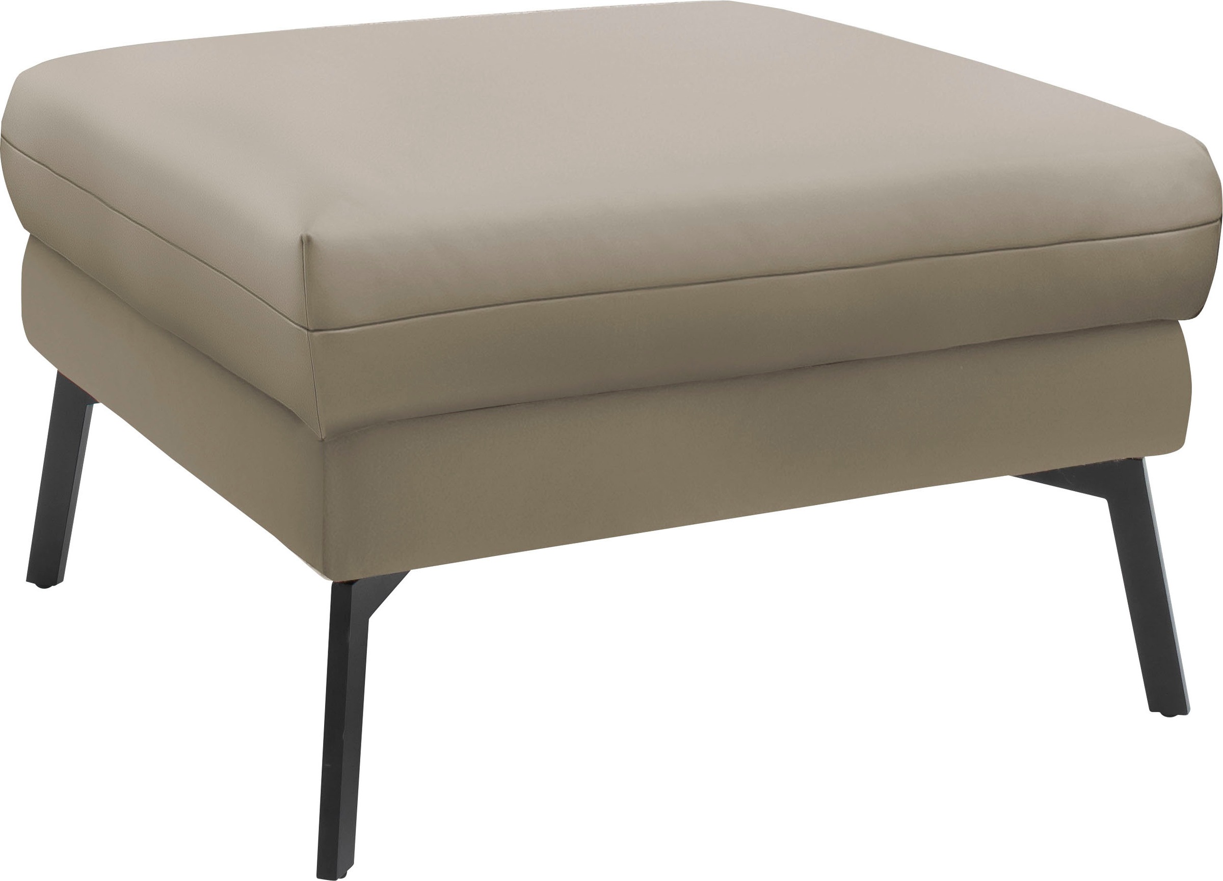 Hockerbank "Spin", grau (taupe), B:74cm H:46cm T:74cm, 100% Leder, SCHÖNER WOHNEN-KOLLEKTION, Hocker, passend zur Serie "Spin"