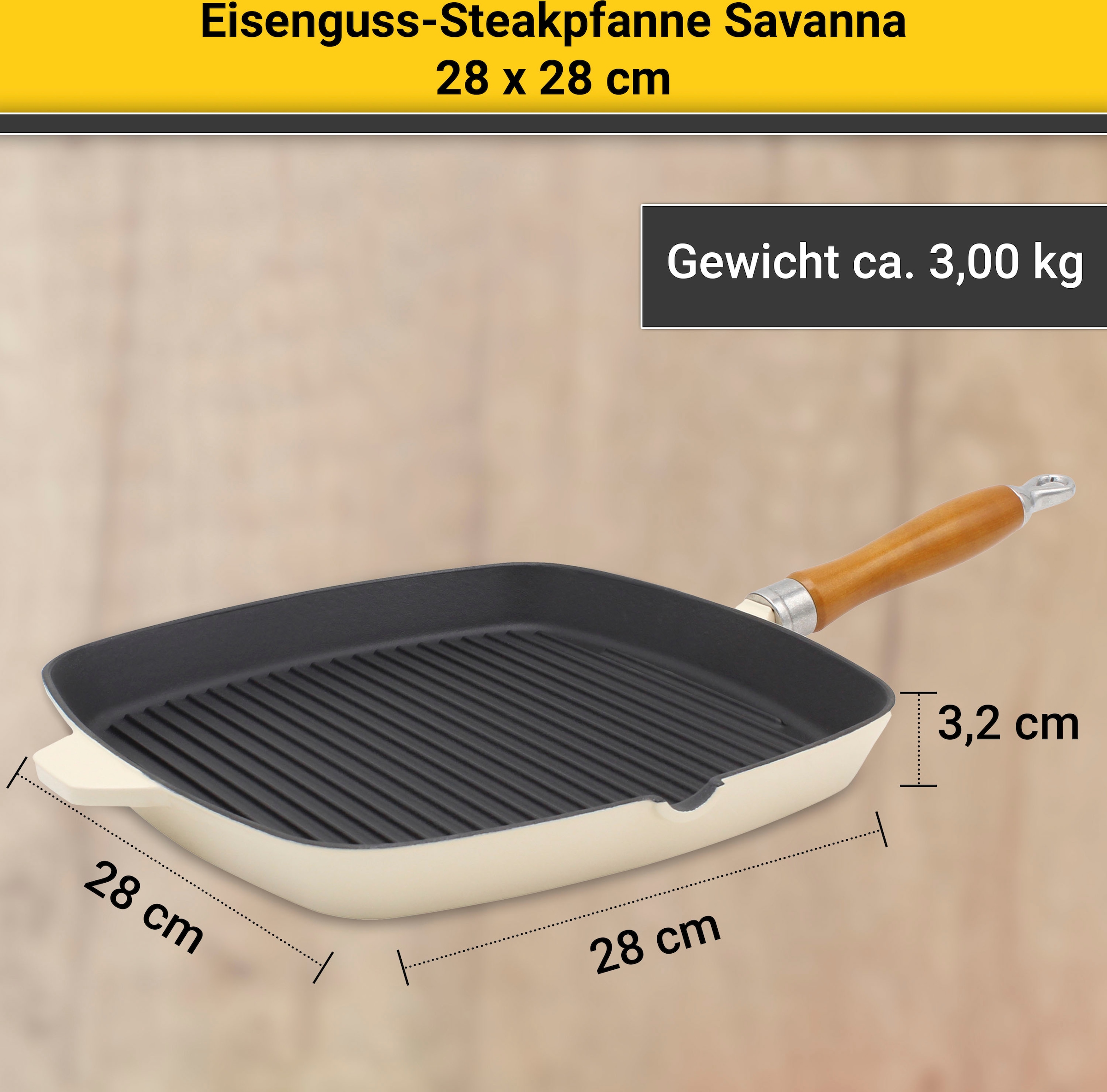 Krüger Steakpfanne »Savanna«, Eisen, BAUR 28x28 bestellen cm, | Induktion