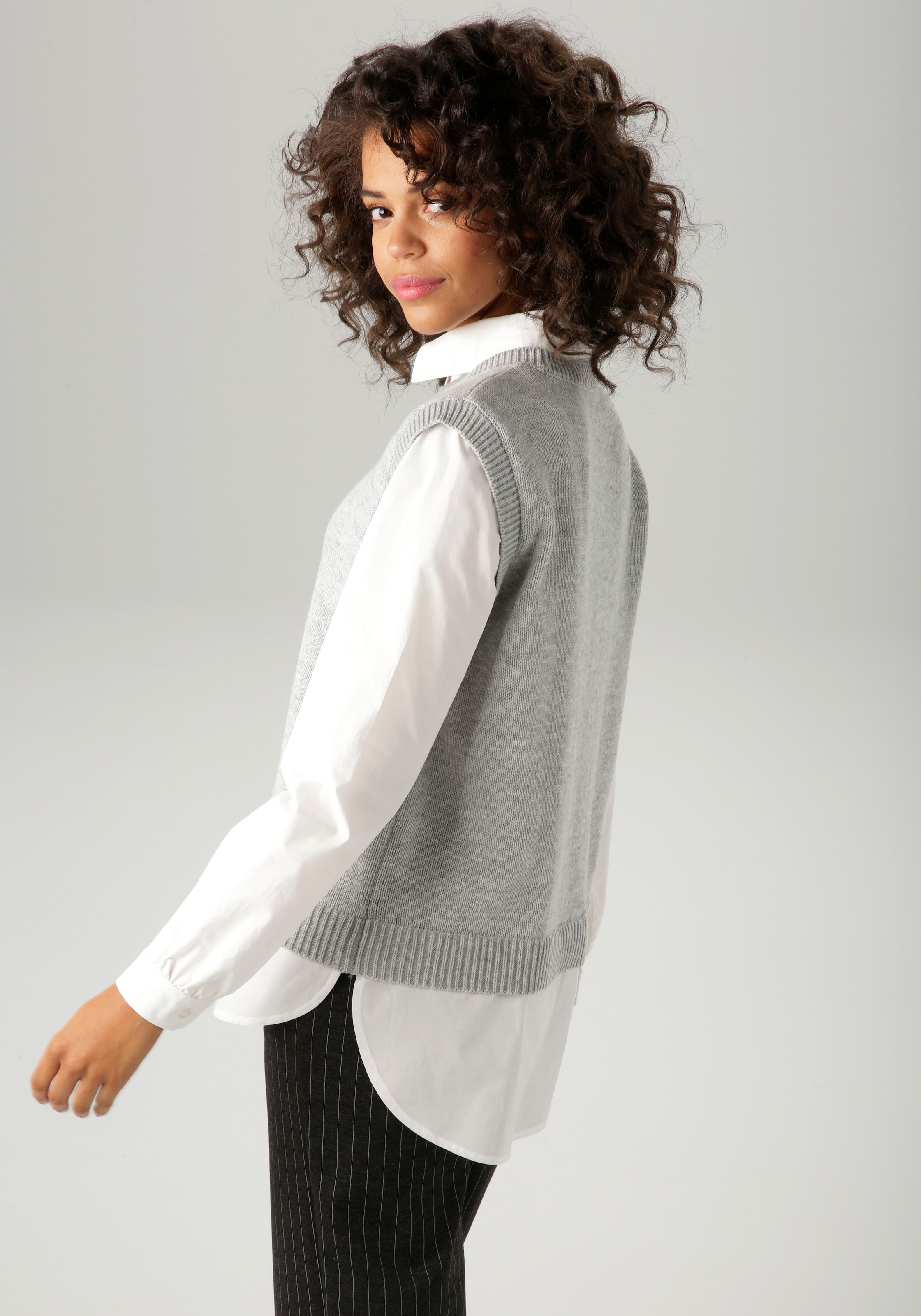 Aniston CASUAL Strickpullover, mit Bluseneinsatz - NEUE KOLLEKTION