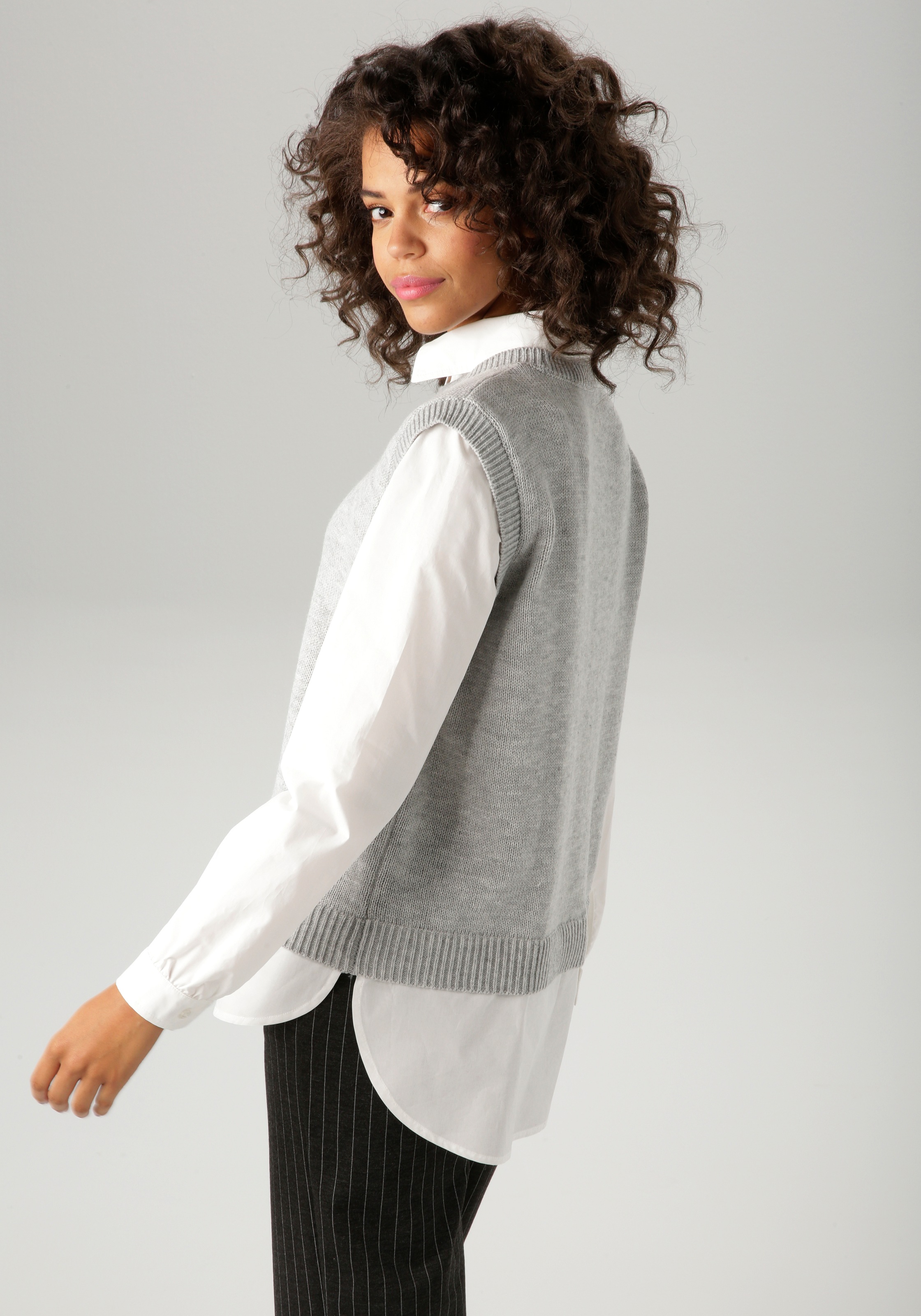 Aniston CASUAL Strickpullover mit Bluseneinsatz günstig online kaufen