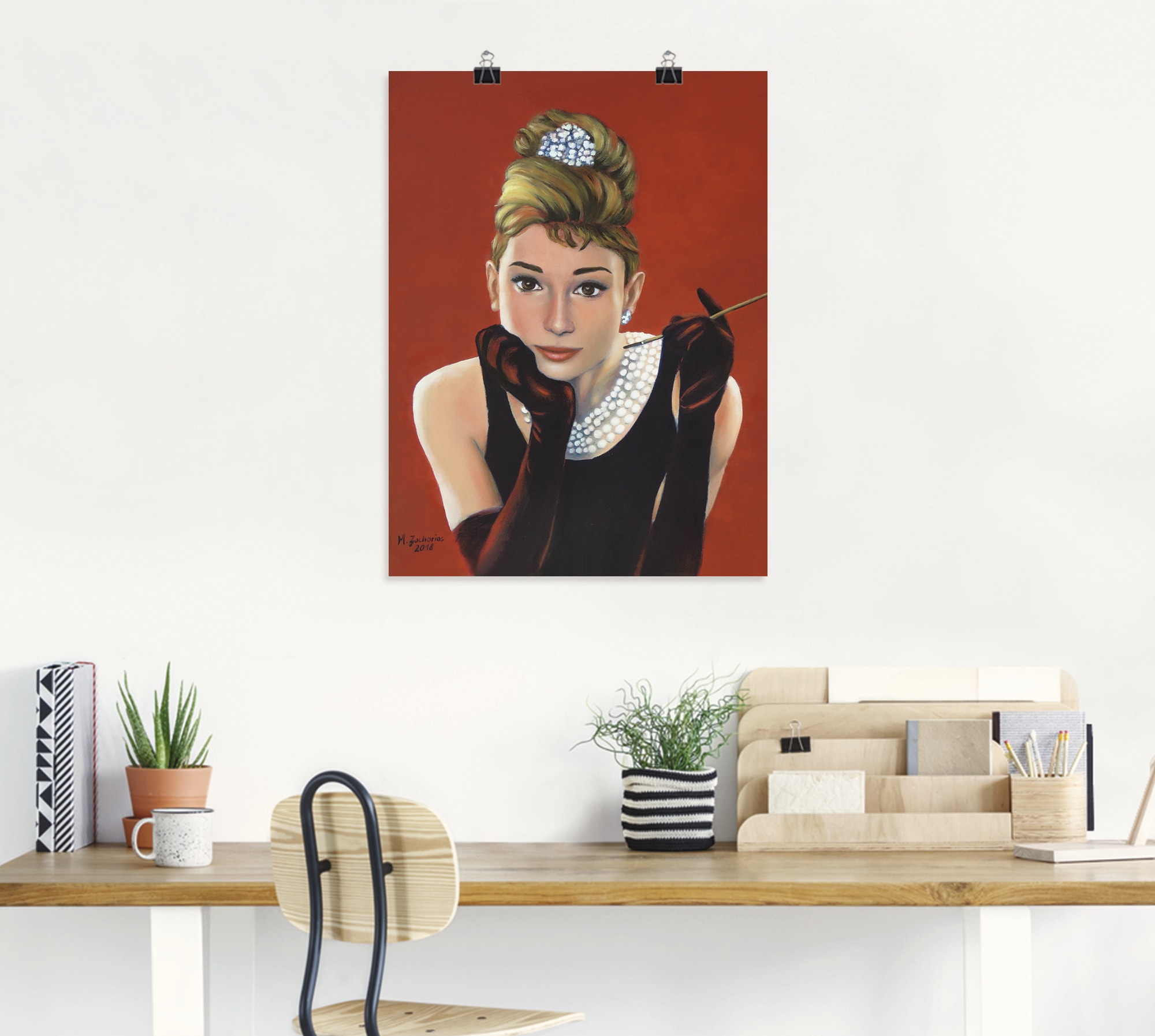 Artland Wandbild »Audrey Hepburn Porträt«, Stars, (1 St.), als Alubild, Outdoorbild, Leinwandbild, Poster, Wandaufkleber