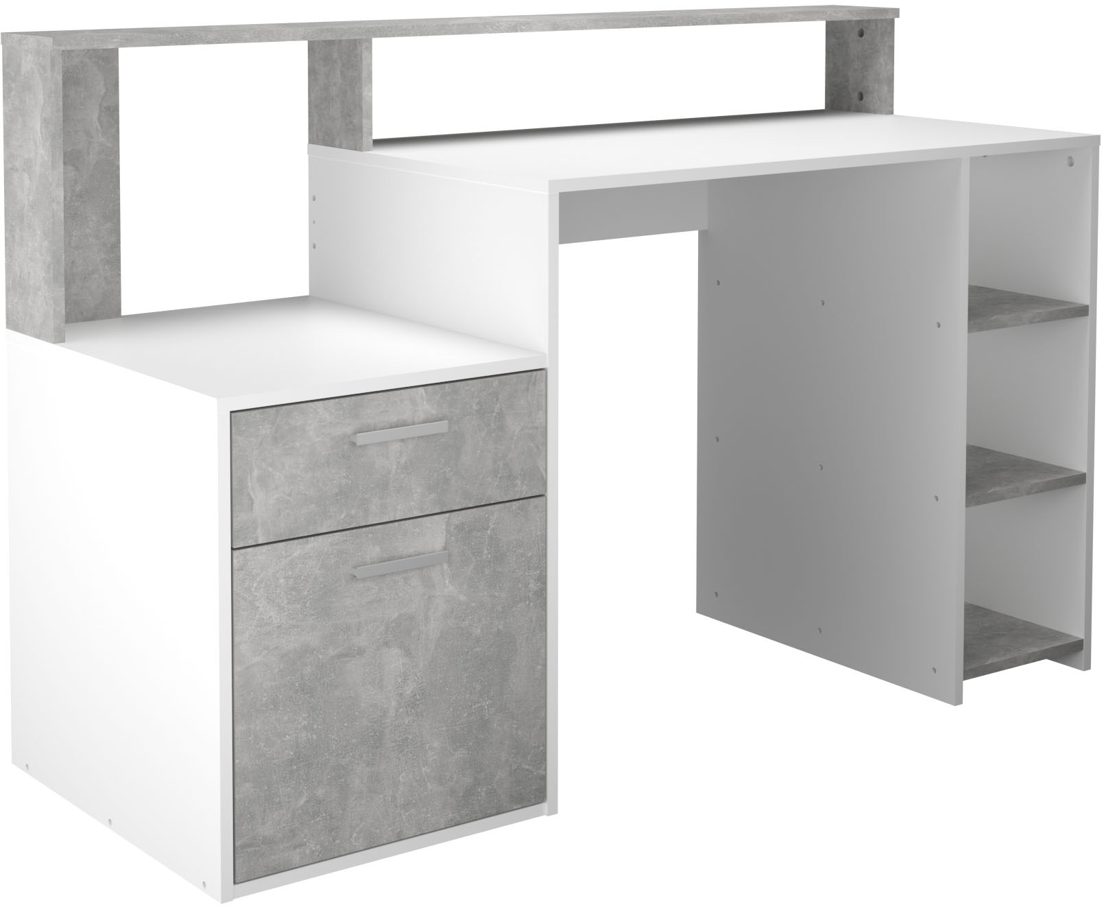 FMD "Bolton" Schreibtisch mit Stauraum und Ablage, offene Fächer, 138,5 cm breit
