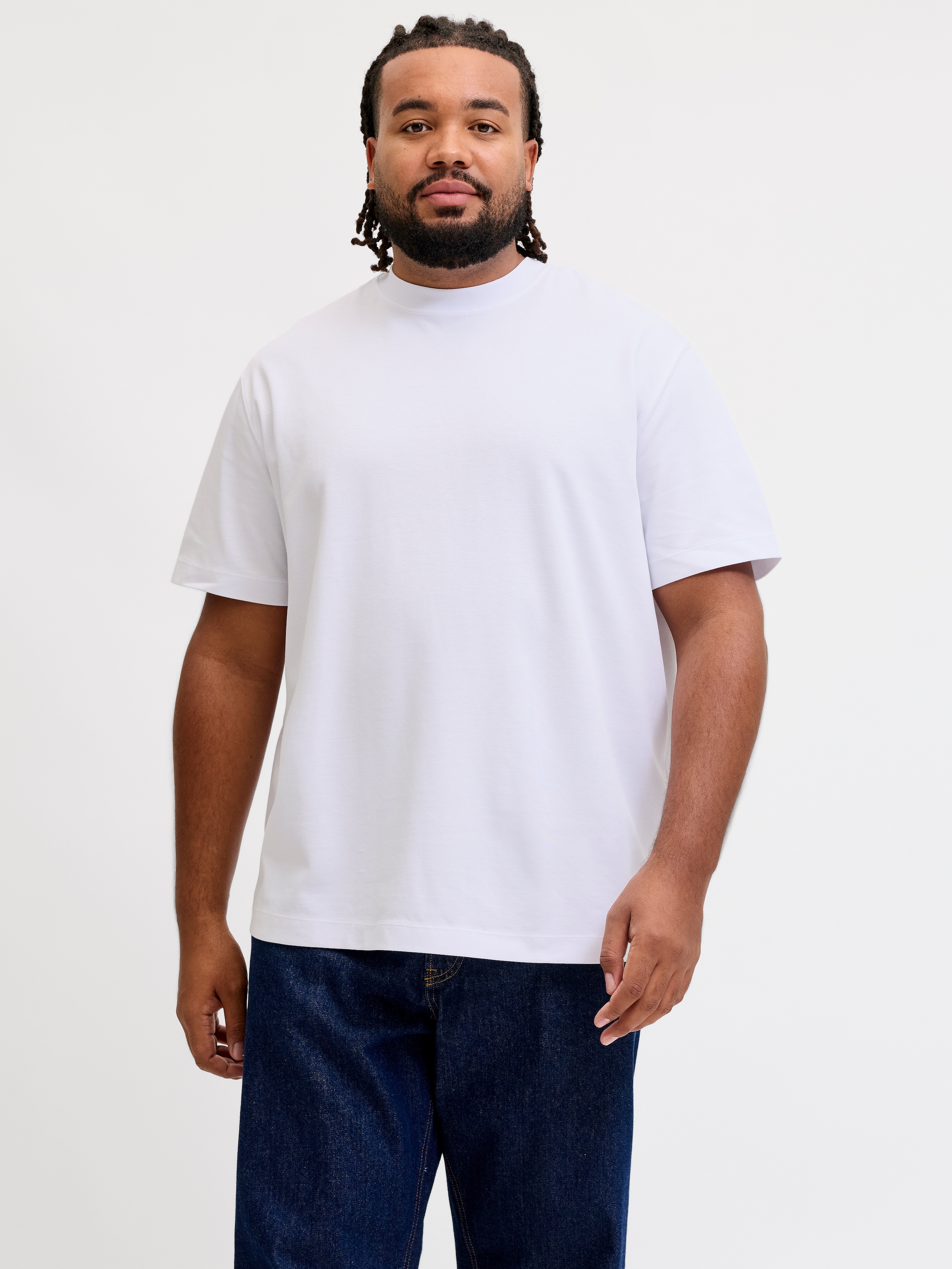 Jack & Jones PlusSize "JJEBARRON TEE SS O-NECK LN PLS" Baumwollmischung, relaxed fit
