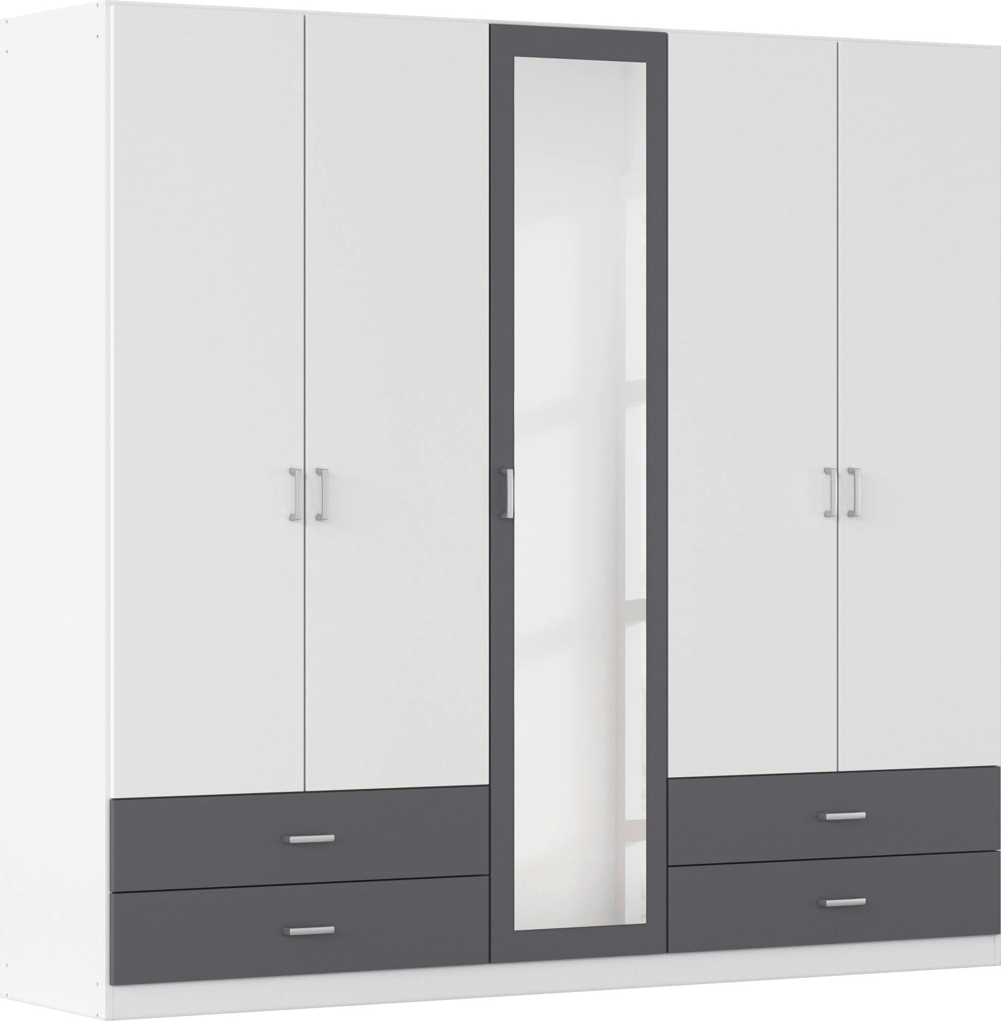 rauch "Kleiderschrank Schrank Garderobe Wäscheschrank BORBONA" Breiten 226/271 cm, Höhe 210 cm, in 2 Breiten, mit Spiegel und vielen Farbkombinationen MADE IN GERMANY