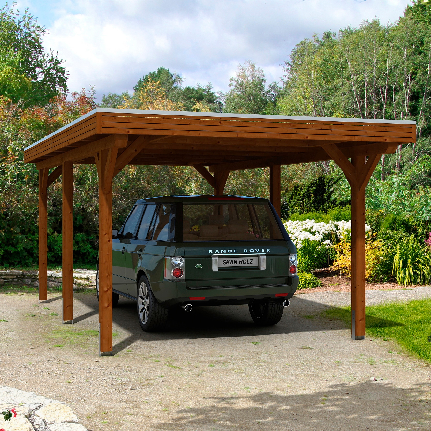 Skanholz Einzelcarport "Spessart", Leimholz-Nordisches Fichtenholz, 291 cm, braun