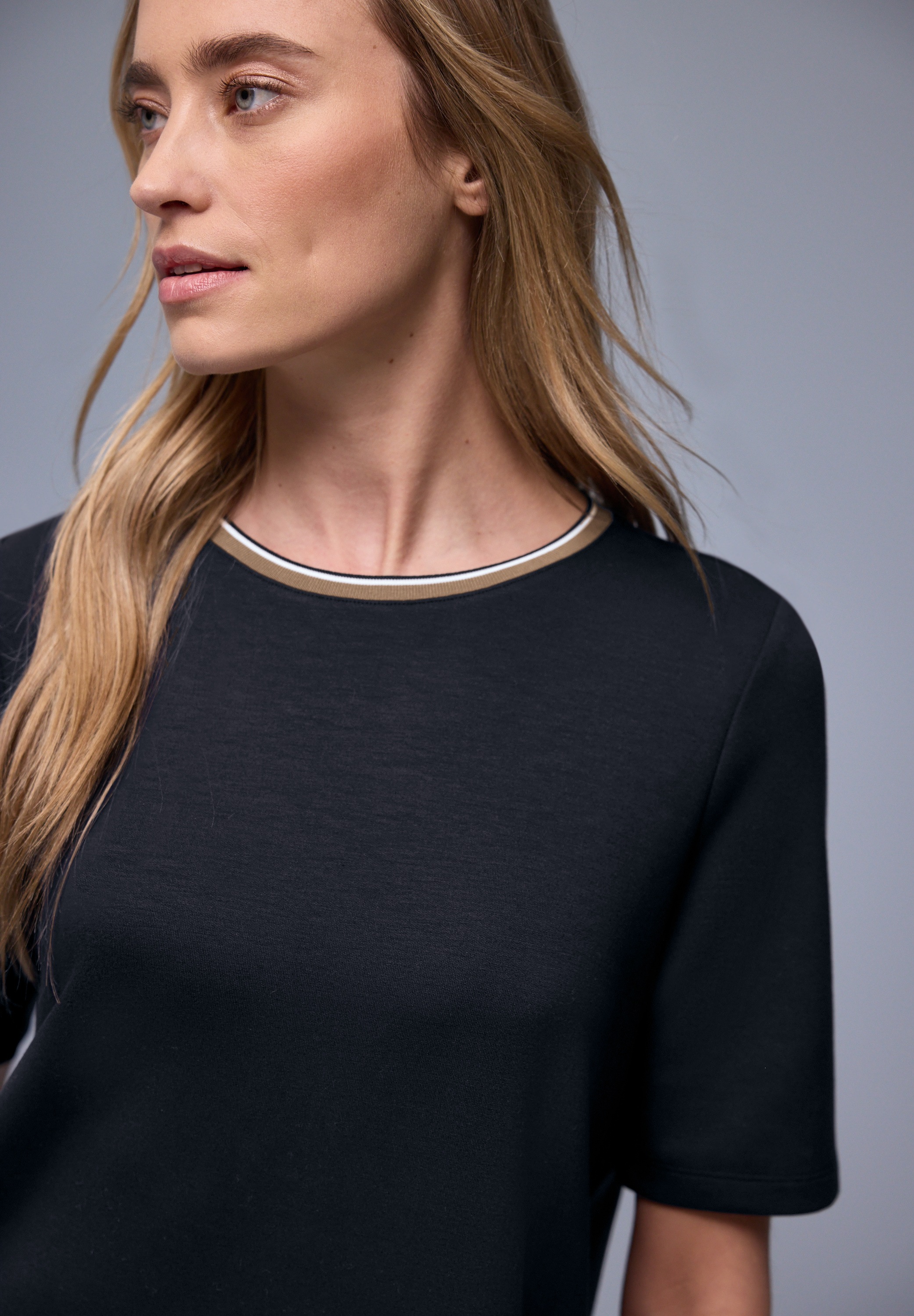 STREET ONE Rundhalsshirt mit Kontrastdetail günstig online kaufen