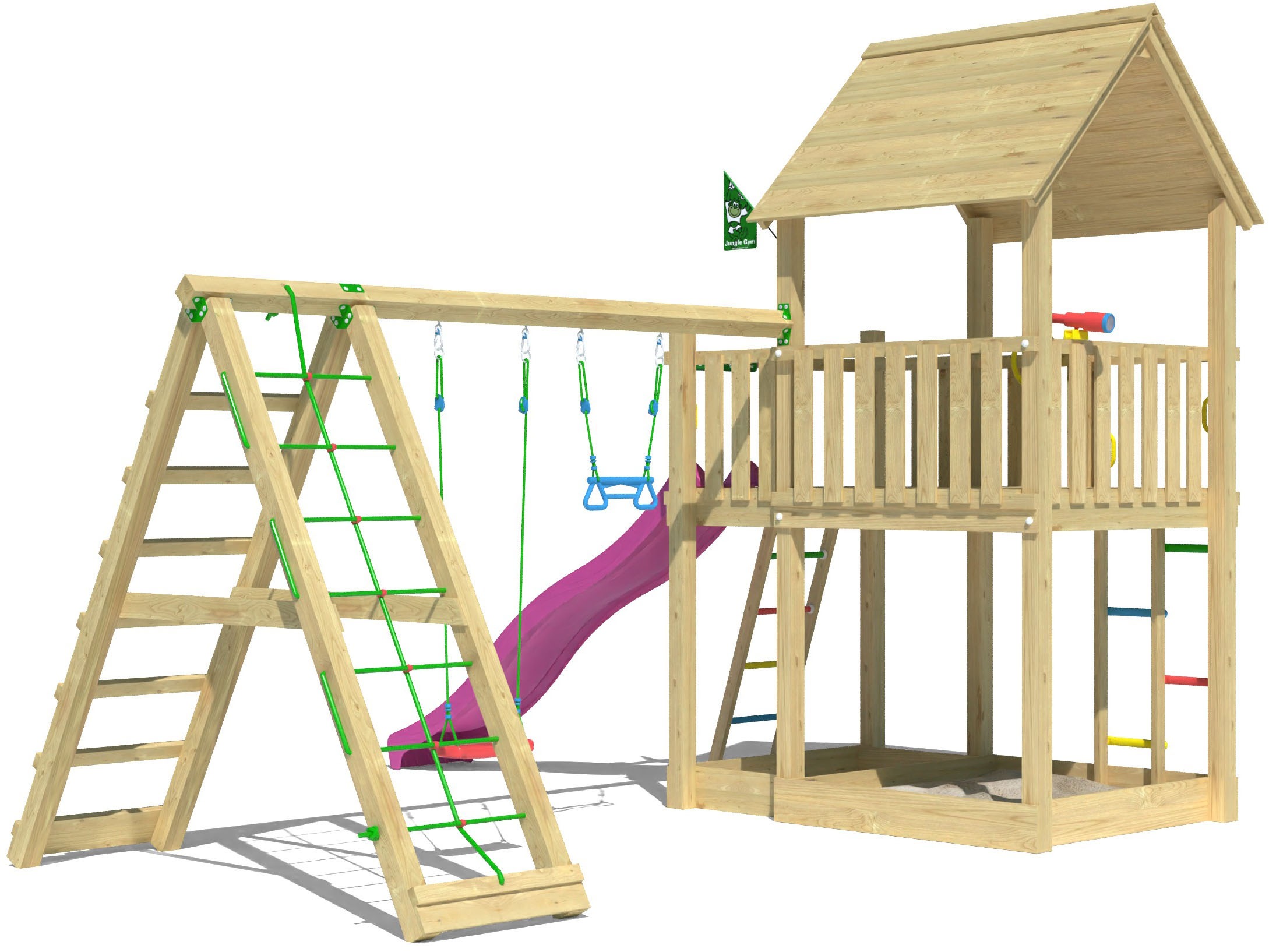 Jungle Gym Spielturm »Majesty«, (Set), Spielanlage mit Schaukel, Kletterbock und Rutsche mit Wasseranschluss