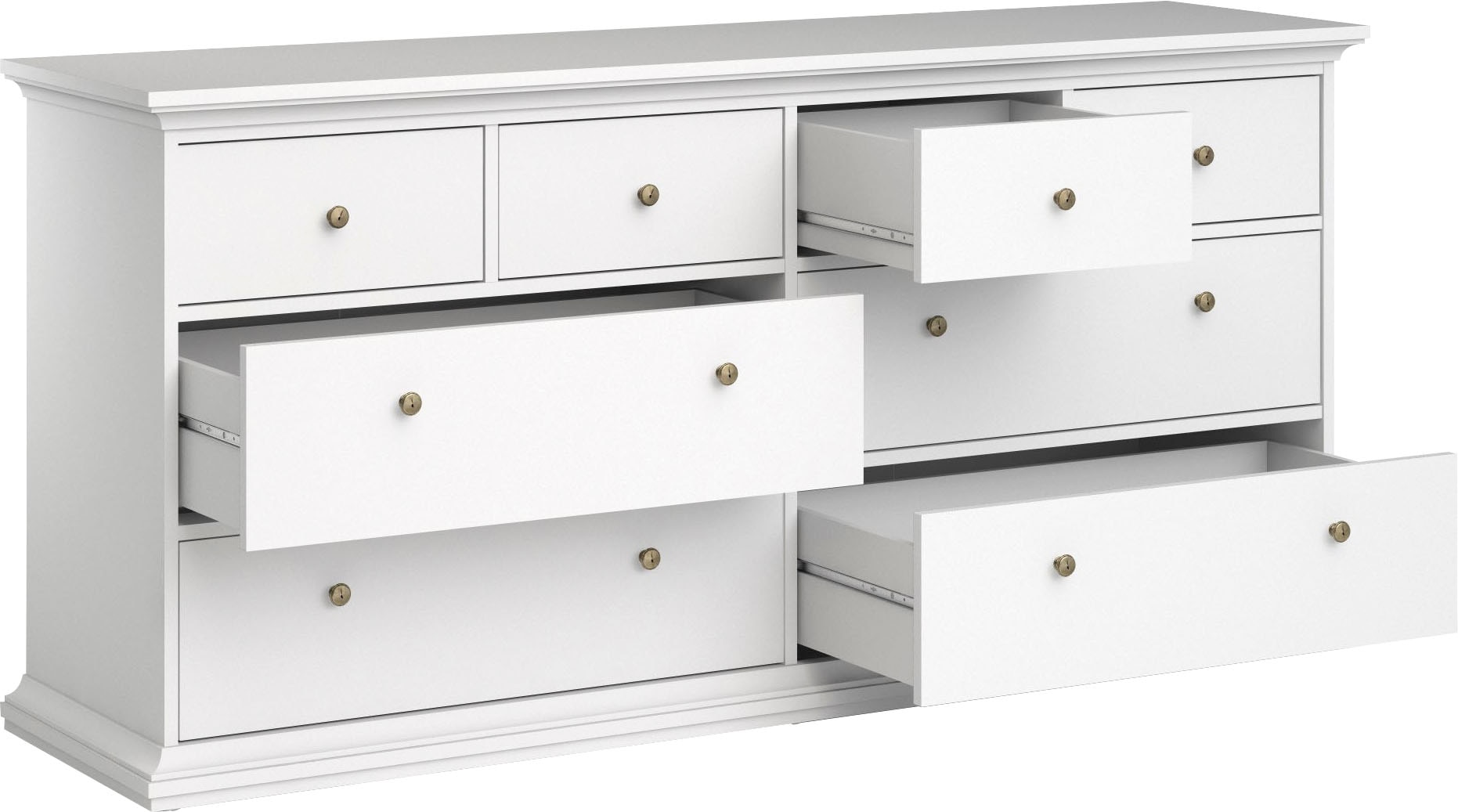Home affaire Kommode »Paris, Aufbewahrung, Schubladenschrank, Stauraum«, mit 8 Schubladen, Breite 184 cm, Höhe 87 cm