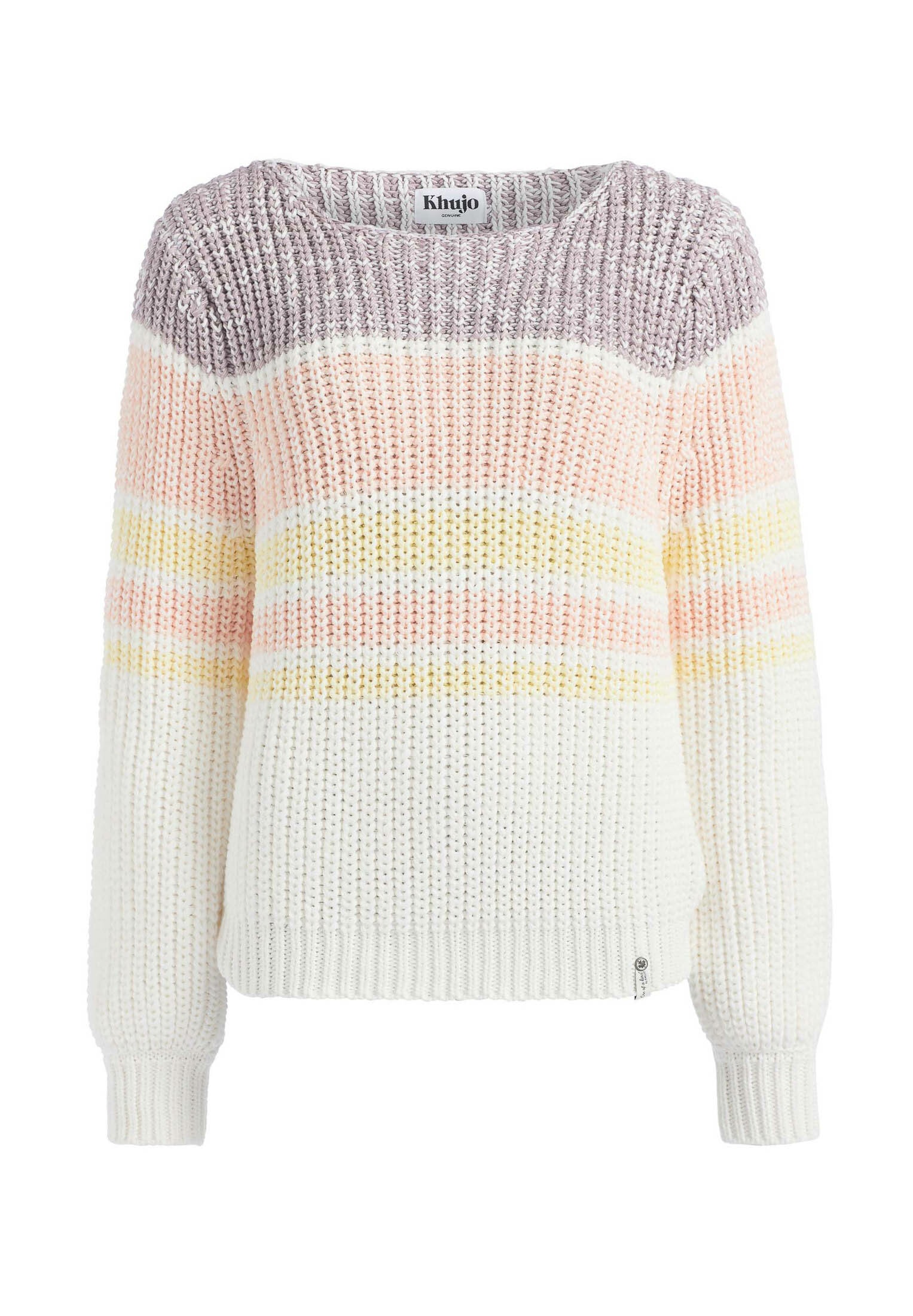 khujo Strickpullover »HINATA«, aus Grobstrick mit Color Blocking