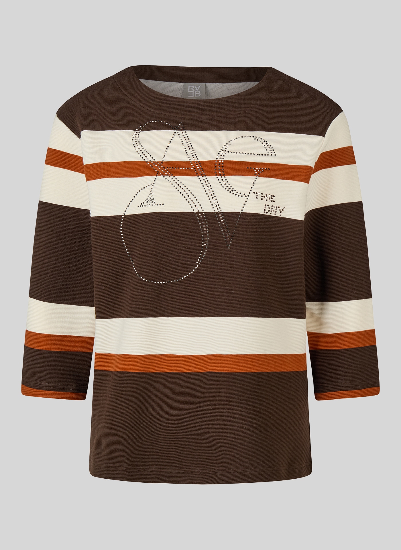 Rabe 3/4-Arm-Shirt mit Streifenmuster und Glitzer-Wording