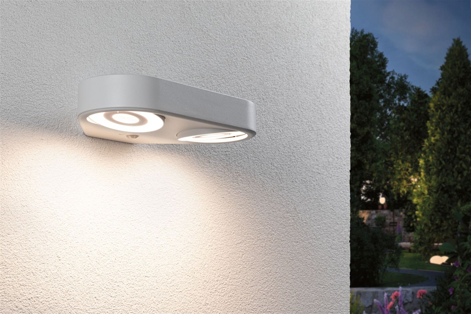 Paulmann LED Außen-Wandleuchte »Silma IP44 280x176mm 3000K 2x5,5 / 2x0,7W 2x600lm 230V Aluminium«, 2 flammig-flammig, Bewegungsmelder Zweifacher Lichtaustritt IP44