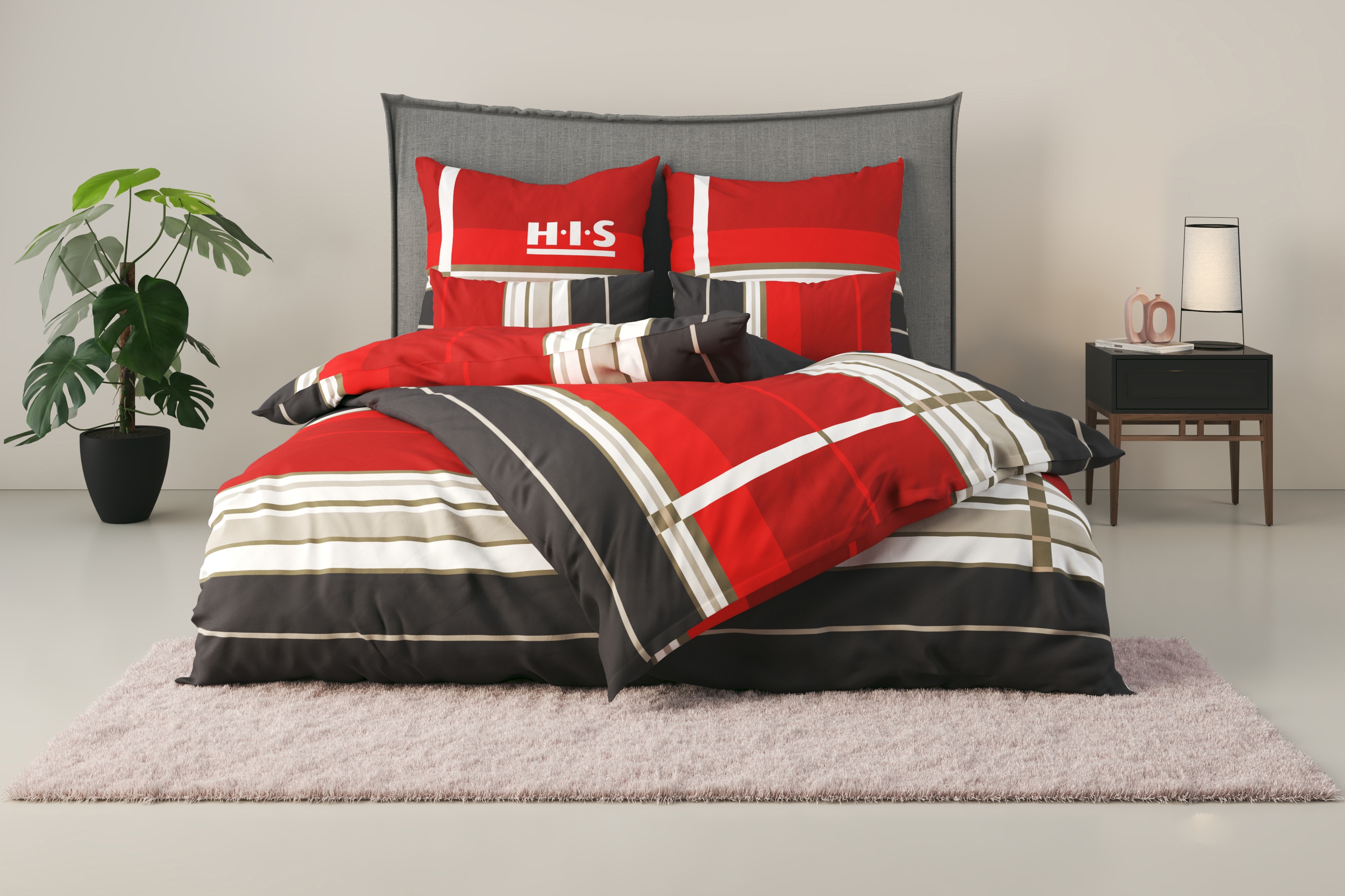 OTTO home Bettwäsche "Golfi in Gr. 135x200 oder 155x220 cm" 2 Stk. sportliche Streifen Bettwäsche aus Baumwolle, Marke H.I.S by OTTO home