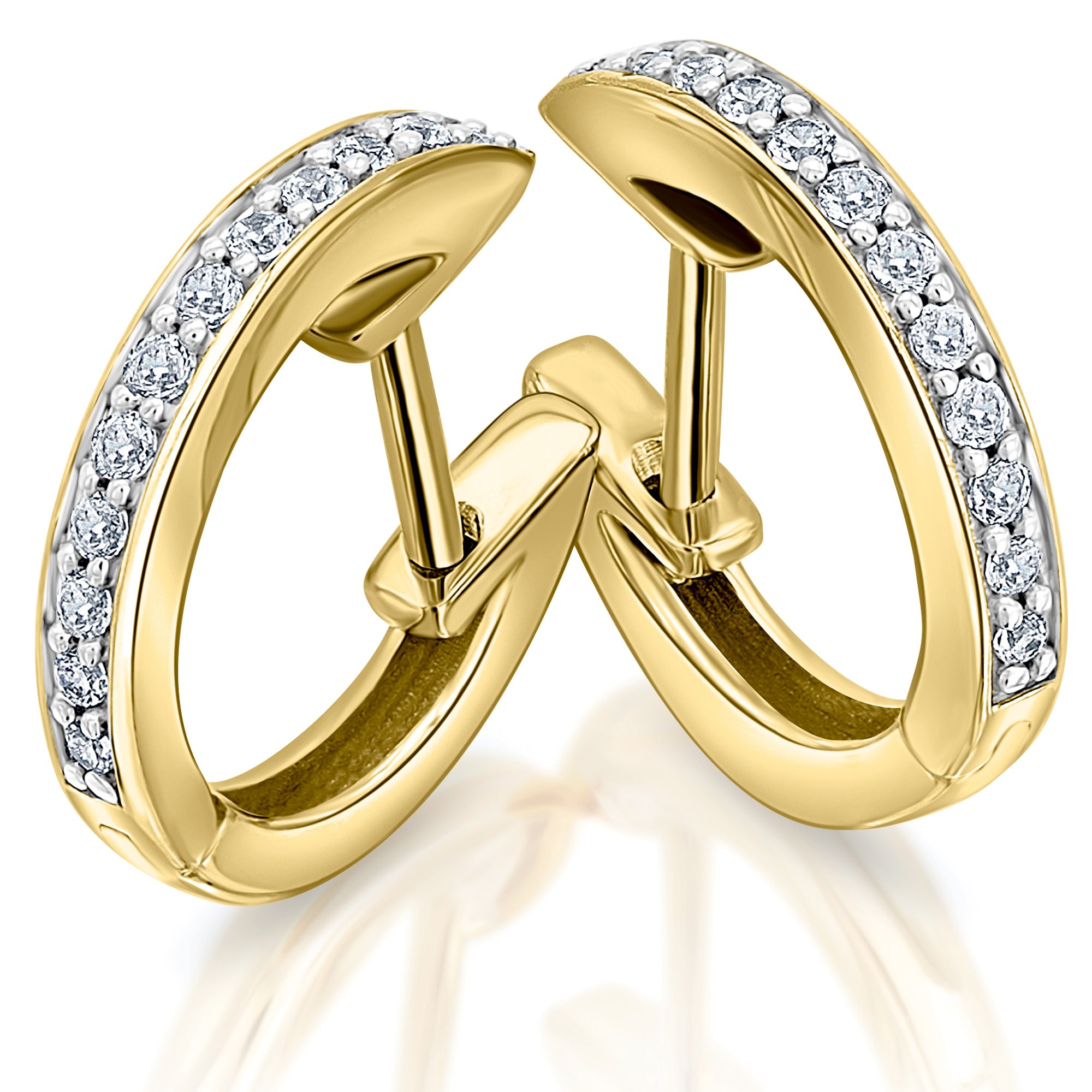 ONE ELEMENT Paar Creolen »0,18 ct Diamant Brillant Ohrringe Creolen aus 585 Gelbgold«, Damen Gold Schmuck