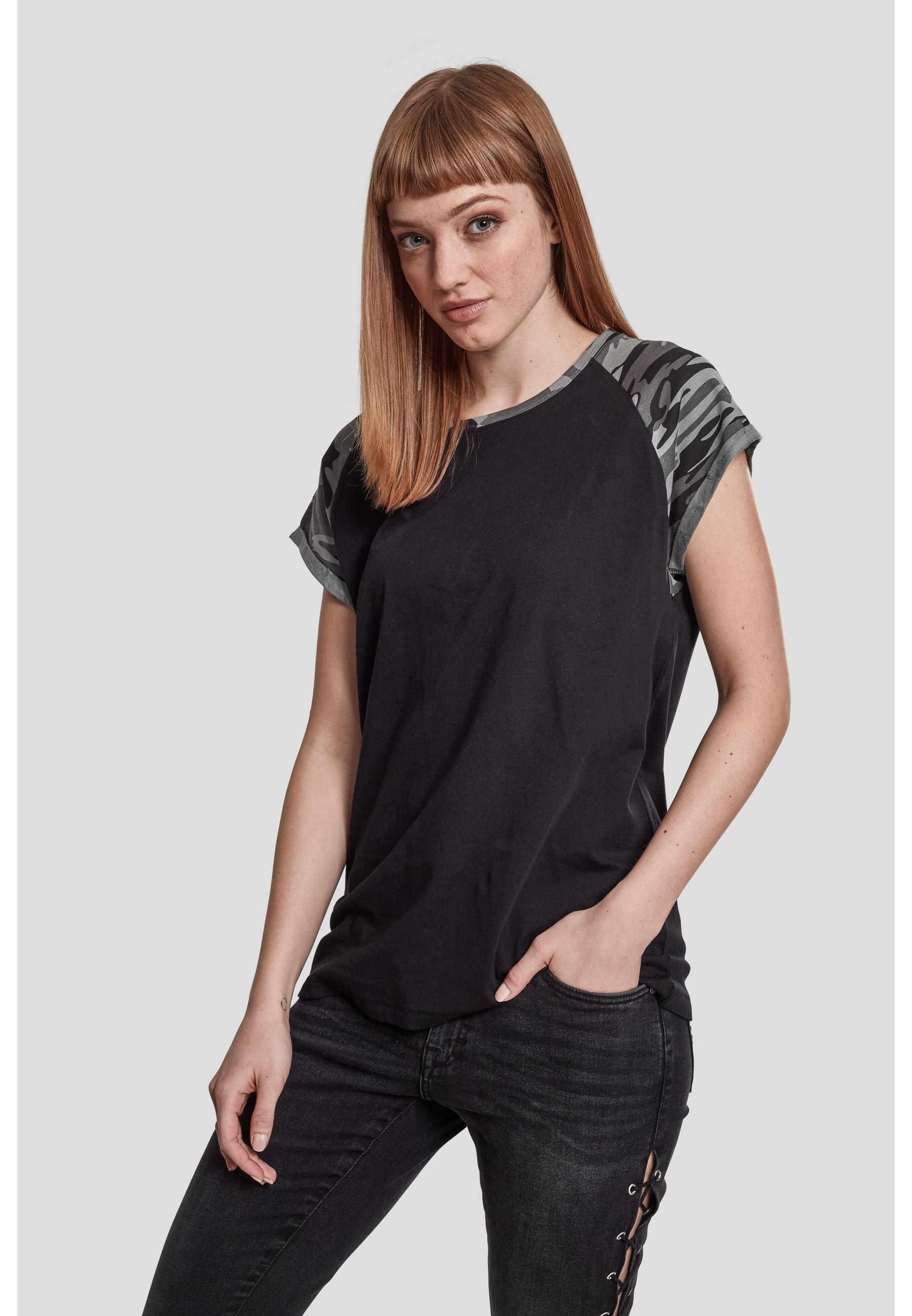 URBAN CLASSICS Kurzarmshirt »Urban Classics Damen Ladies Contrast Raglan Tee«, (1 tlg.)