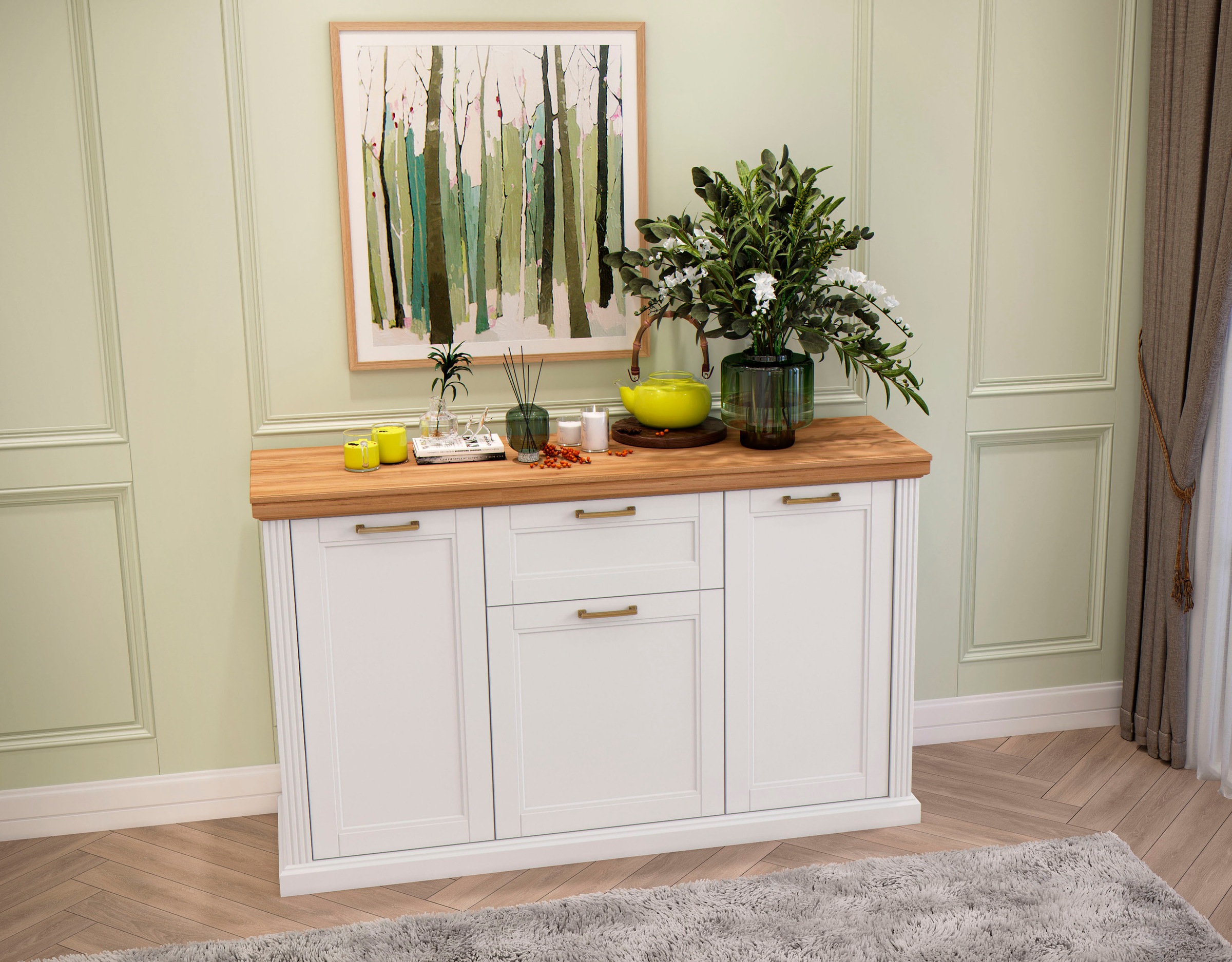 Home affaire Sideboard "Tara, Landhaus Kombikommode B/T/H: 138/48/91 cm, FS günstig online kaufen