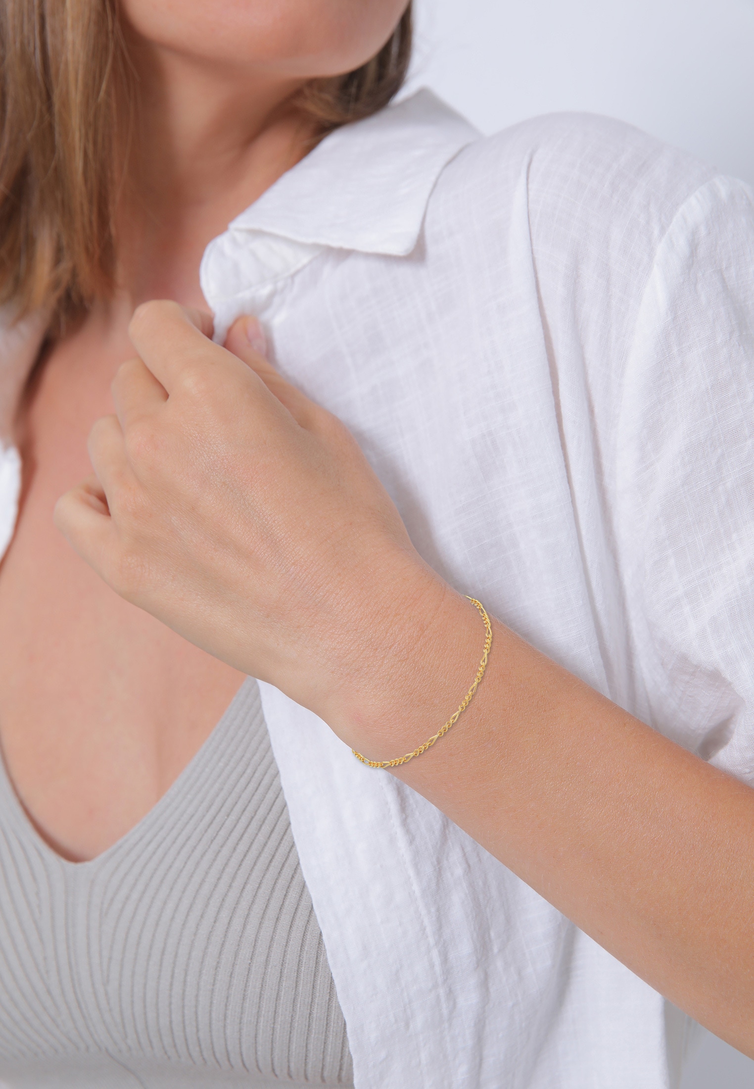 Elli Armketten Set »Armband Figaro Basic Bi-Color 2er Set 925 Sterling Silber«