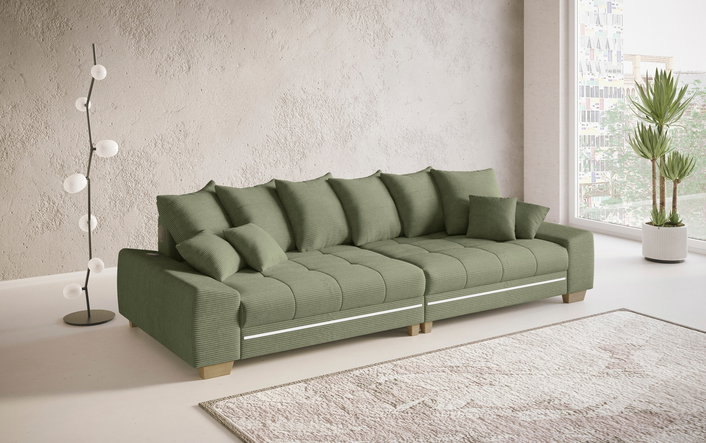 Mr. Couch Big-Sofa »Nikita II«, RGB-LED, Bluetooth-Soundsystem, wahlweise mit Kaltschaum