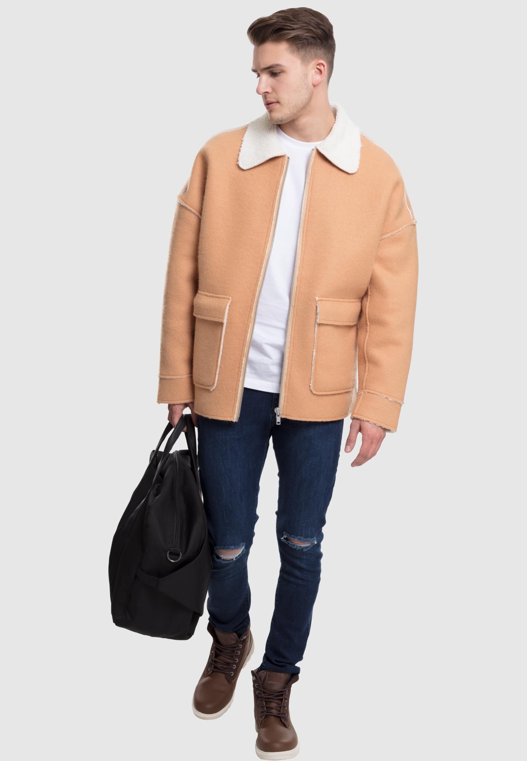 URBAN CLASSICS Winterjacke »Urban Classics Herren Bonded Oversized Sherpa Jacket«, (1 St.), ohne Kapuze