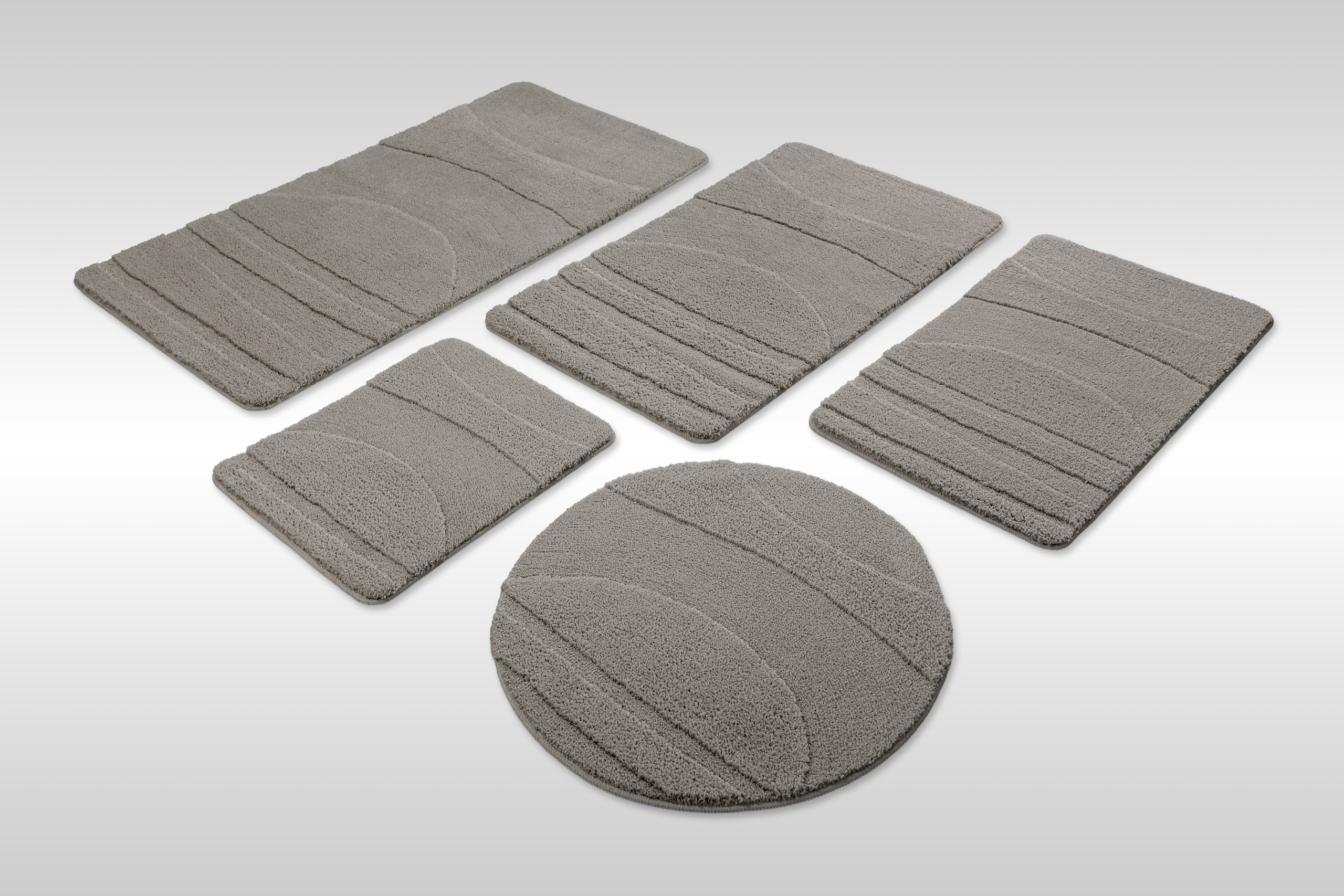 Wecon home "Marc" Höhe 25 mm rutschhemmend beschichtet schnell trocknend Badteppich, Hoch-Tief-Linien, weich, rutschhemmend, waschbar, getuftet