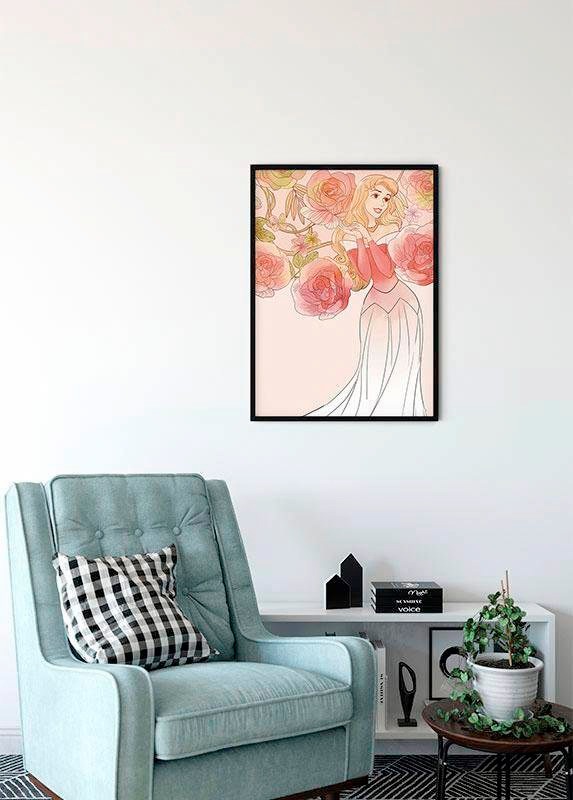 Komar Bild »Sleeping Beauty Roses«, Disney, (1 St.), Wandbild zur Dekoration im Kinderzimmer - ohne Rahmen