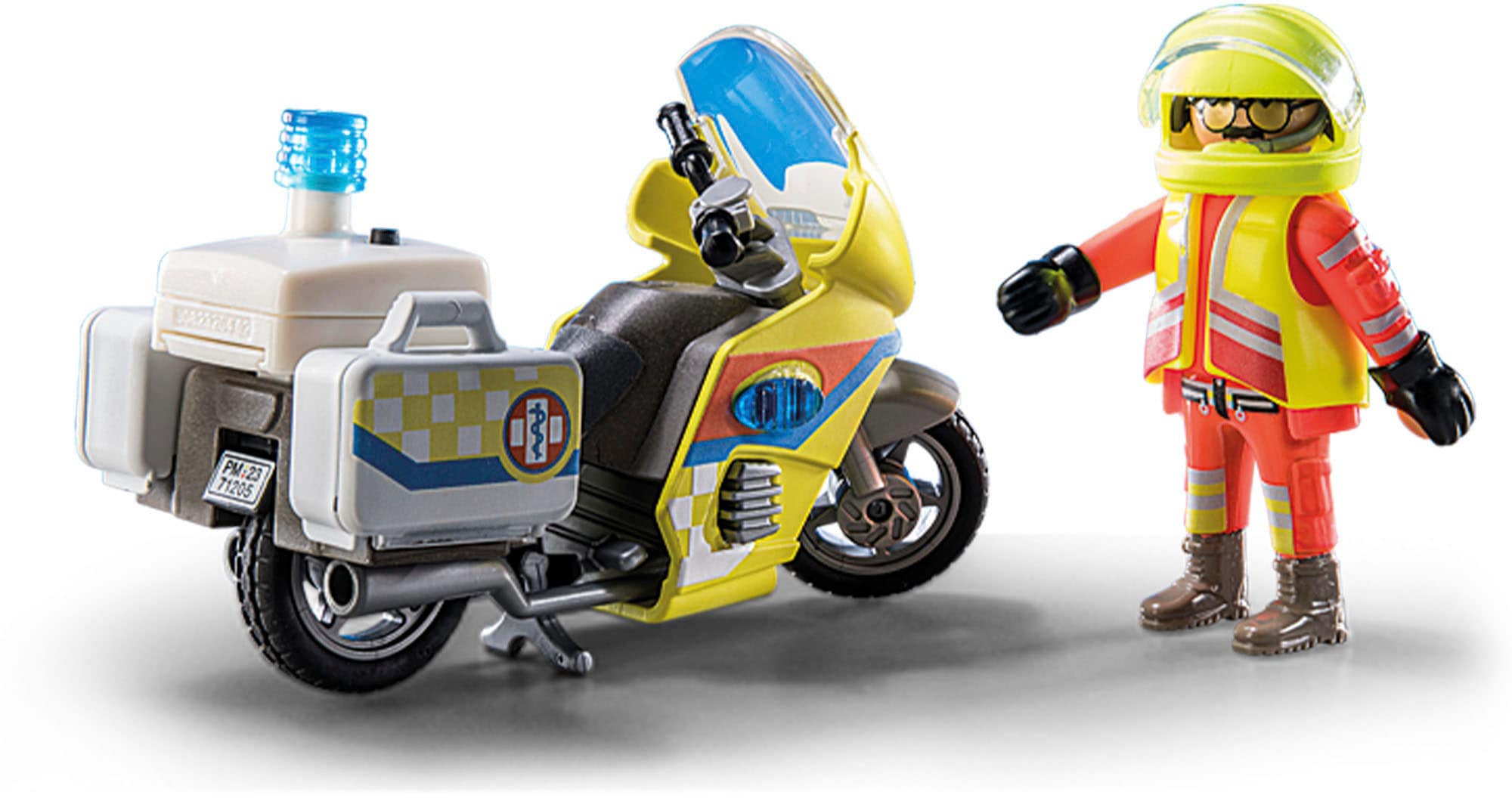 Playmobil® Konstruktions-Spielset »Notarzt-Motorrad mit Blinklicht (71205), My City Life«, mit Lichtmodul; Made in Europe