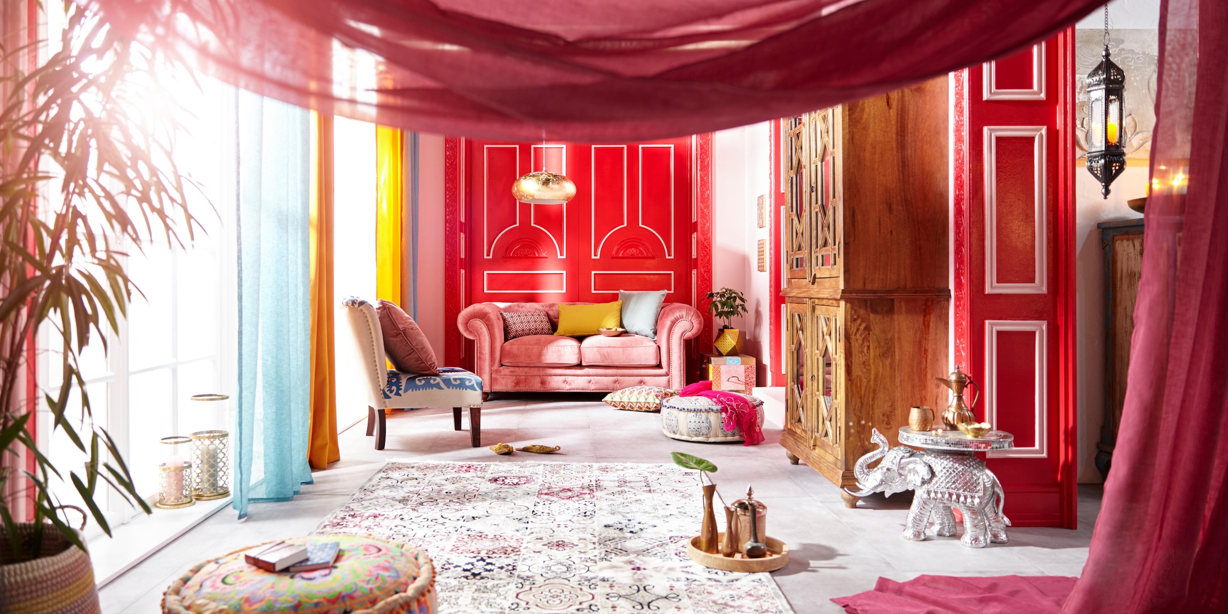 Home affaire Truhe »Vivek«, handbemalt, mit Metallverschluss