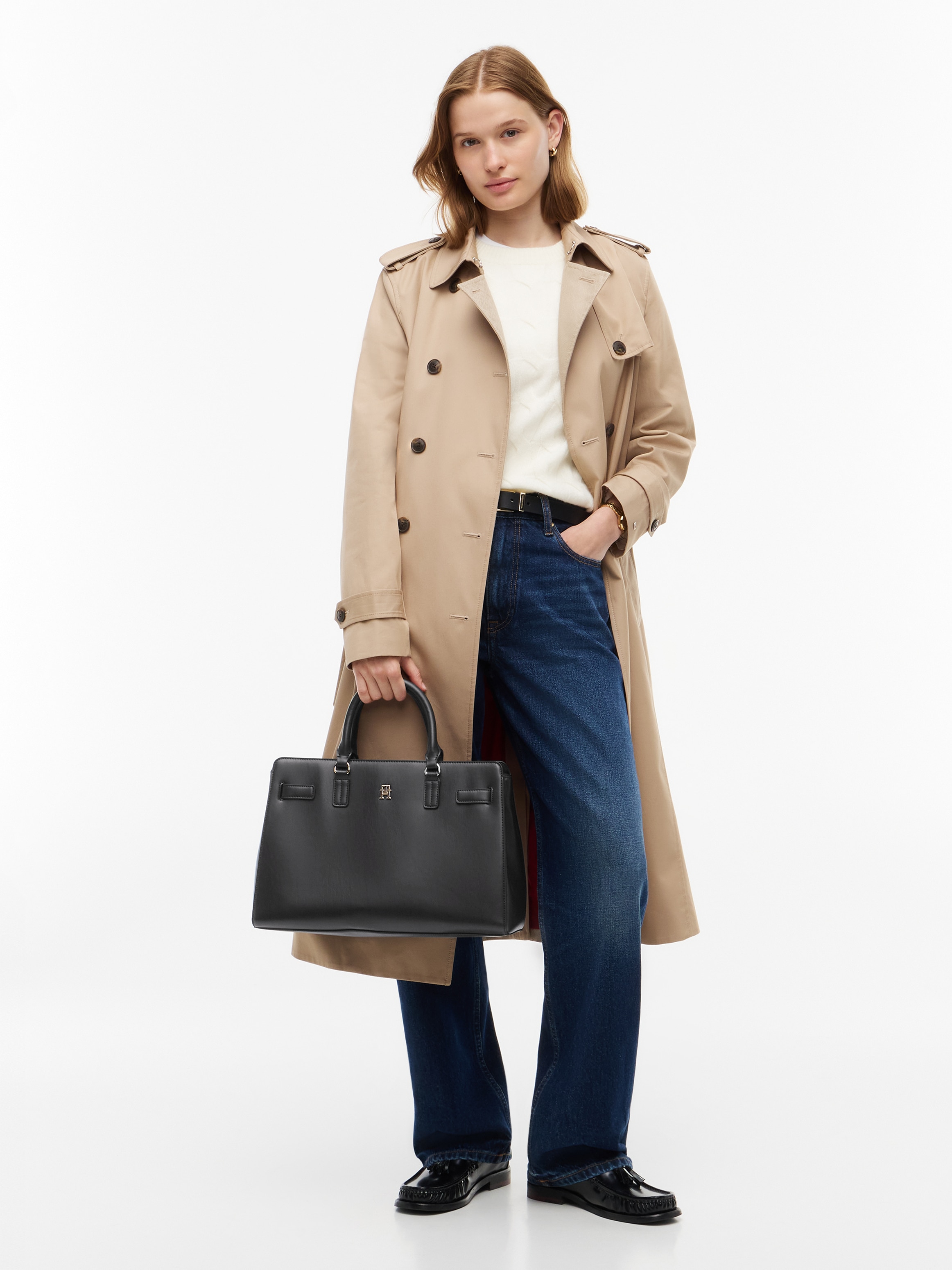 Tommy Hilfiger Handtasche »TH JOY SATCHEL« Damen Schultertasche, Umhängetasche mit TH-Logo