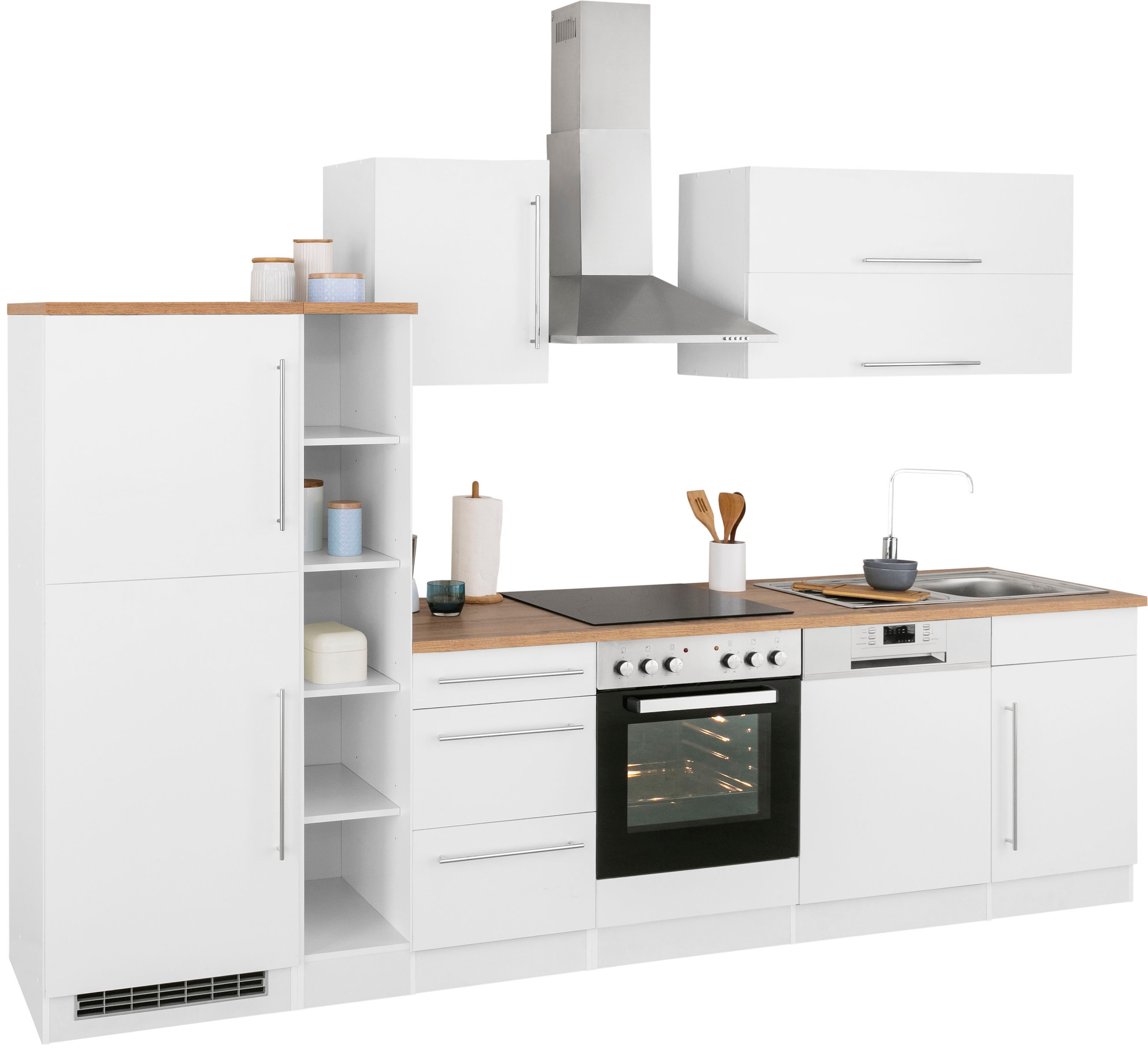 KOCHSTATION Küchenzeile »KS-Samos« Breite 310 cm, wahlweise mit E-Geräten, mit Arbeitsplatte