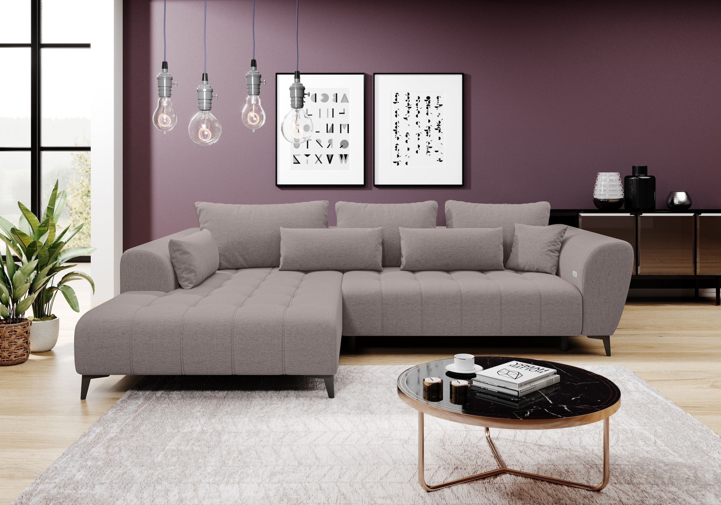 WERK2 Ecksofa "Garay, XXL-Liegefläche: elektrisch ausziehbar auf ca. 228×12 günstig online kaufen