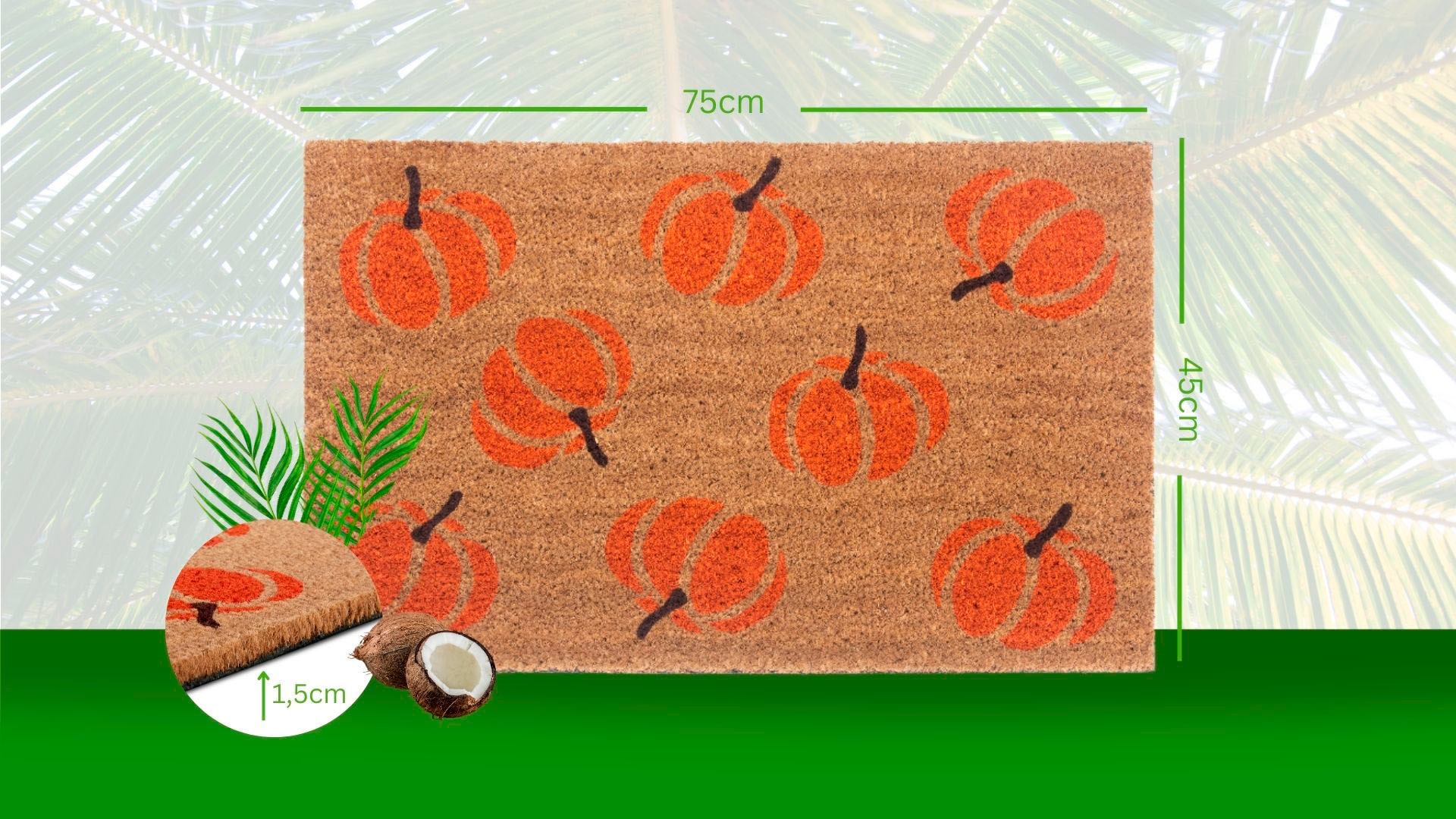 HANSE Home Fußmatte »Mix Mats Kokos Pumpkins, Türmatte«, rechteckig, 15 mm Höhe, Kokos, Schmutzfangmatte, Outdoor, Rutschfest, Innen, Kokosmatte, Flur