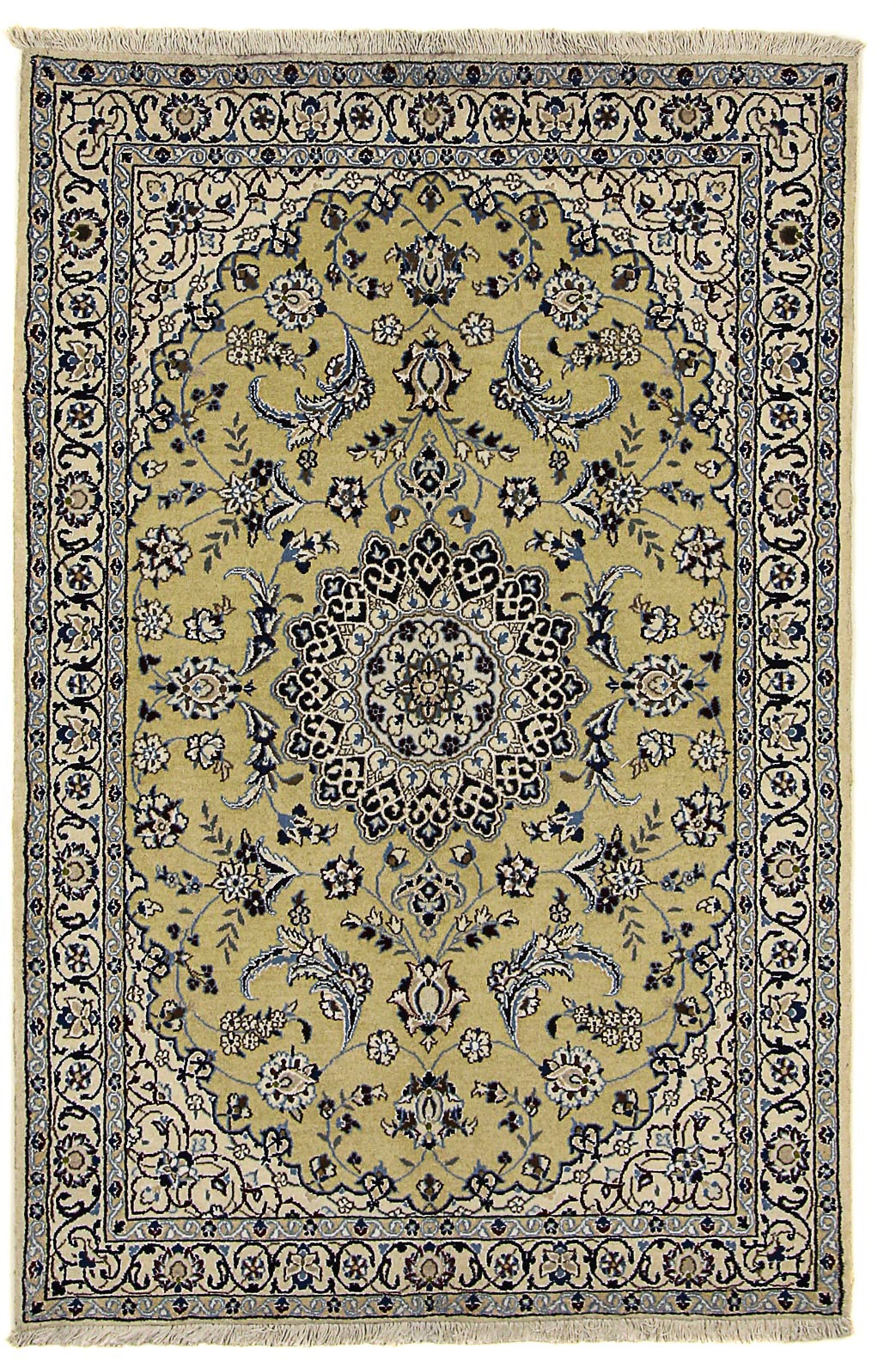 morgenland Orientteppich »Perser - Nain - Royal - 177 x 117 cm - olivgrün«, rechteckig, Wohnzimmer, Handgeknüpft, Einzelstück mit Zertifikat