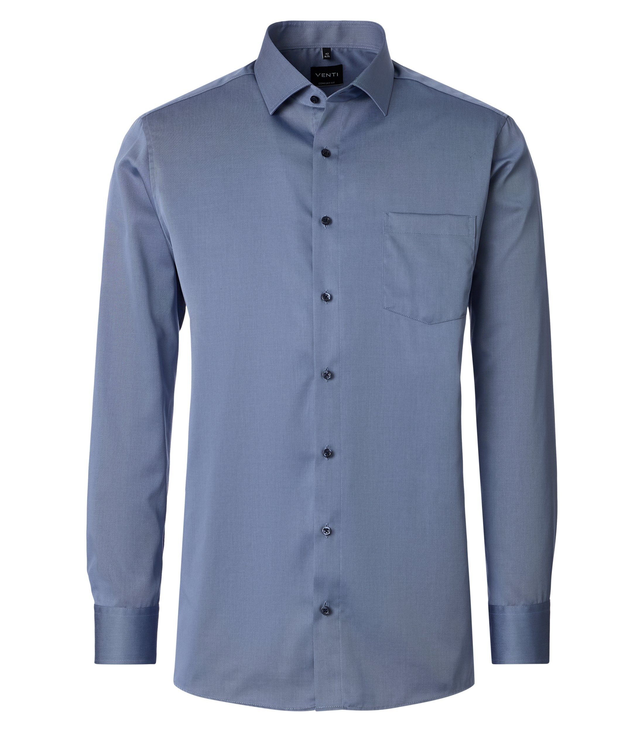 VENTI Herren Businesshemd "VENTI Businesshemd uni"blau, Gr. 40, unifarben, 100% Baumwolle, Hemden