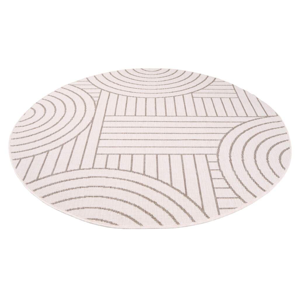 Carpet City Outdoorteppich »DUO RUG 5842«, rund, 5 mm Höhe, Wendeteppich Wetterfest In- & Outdoor, Balkon, Terrasse, Wohnzimmer