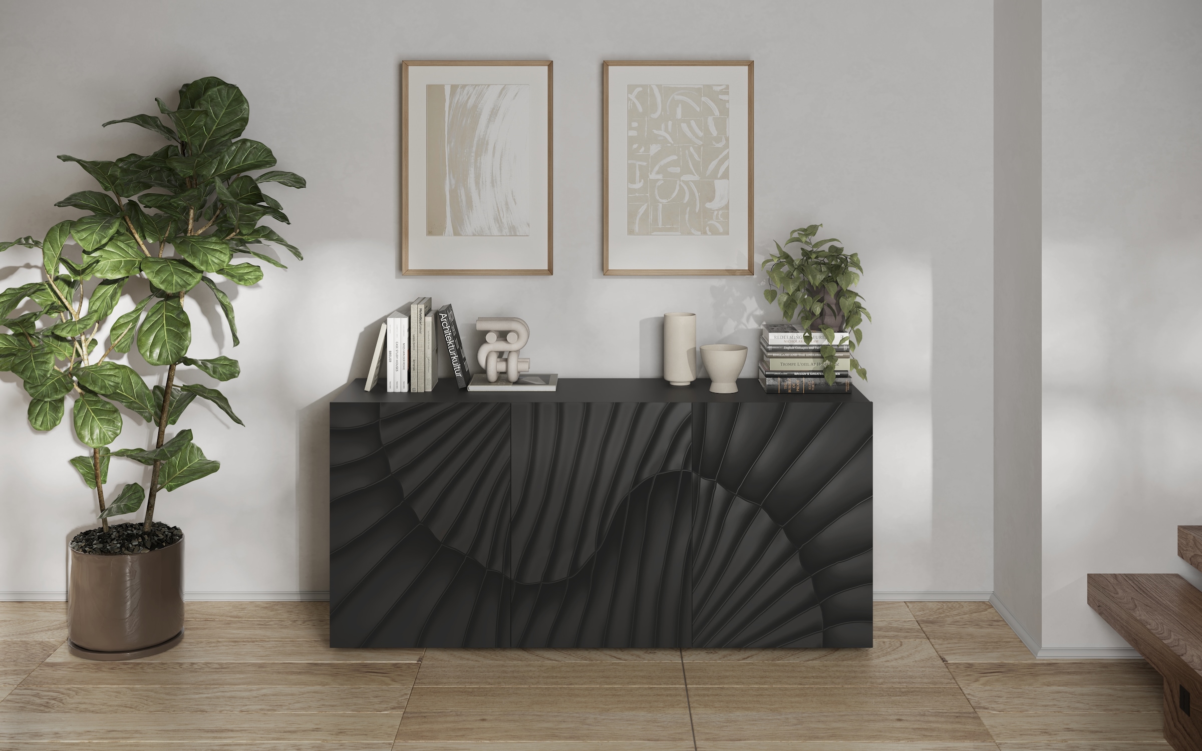 INOSIGN Sideboard »Snake Breite 181 cm, moderne Kommode mit 3 Türen«, Anrichte mit viel Stauraum, Front mit besonderem Siebdruck