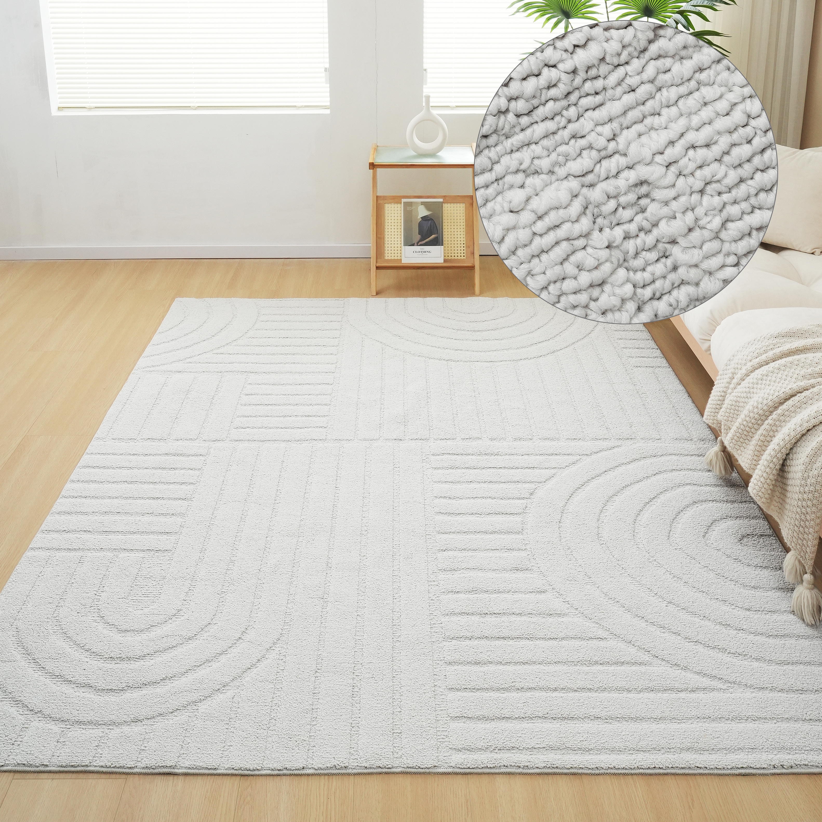 OTTO home Teppich "Neele, Boho-Design, Hoch-Tief, waschbar" rechteckig 12 mm Höhe 3D Optik, Skandinavisch, Designteppich, Wohnzimmer, Schlafzimmer