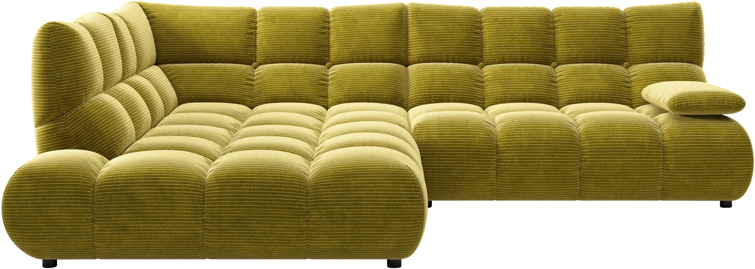 Home affaire Ecksofa "Cozy Bubble, mit klappbarer Armlehne, Breite 289 cm" mit eleganter Steppung, Rundumbezug & weicher Polsterung