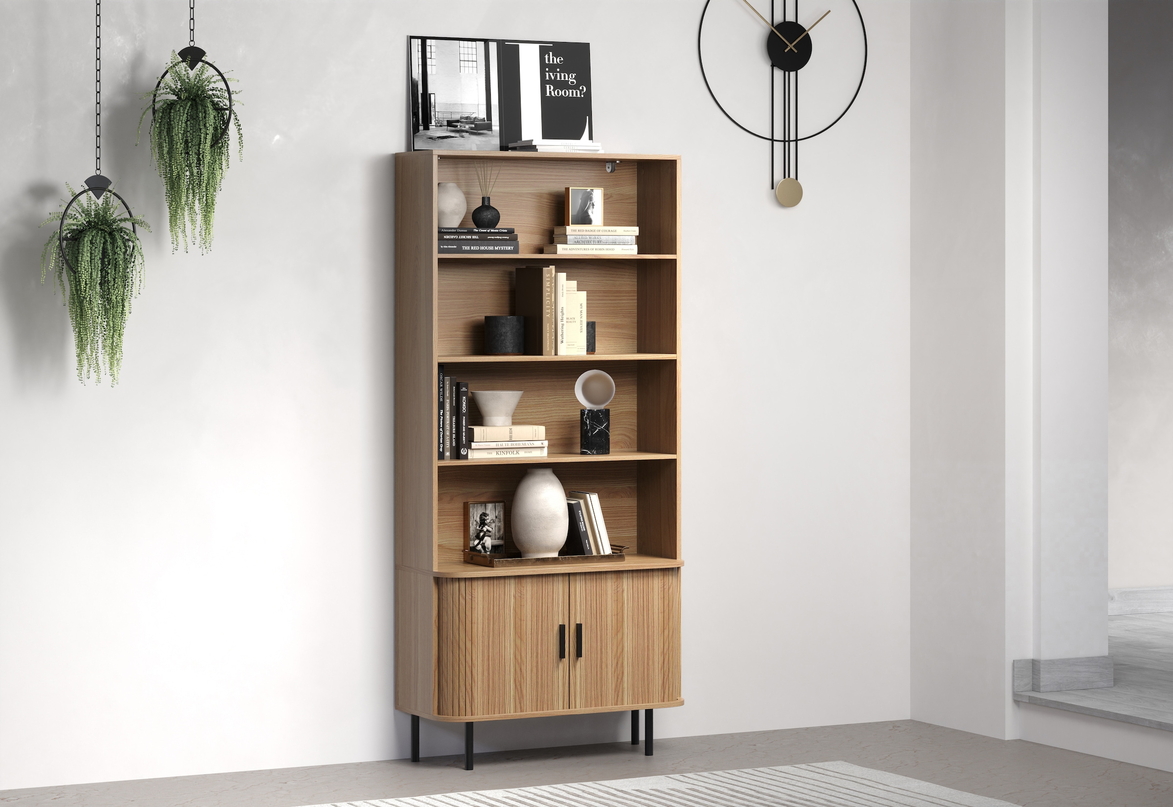 INOSIGN Bücherregal »Ronda«, (1 St.), Standregal mit Schiebetüren - Maße (B/T/H) 80/40/172 cm