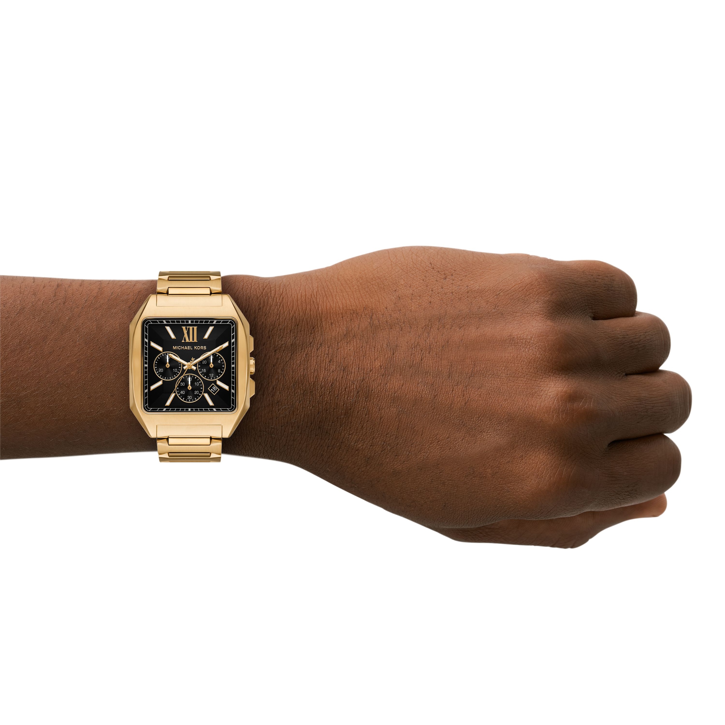 MICHAEL KORS Chronograph »Hayes« Quarzuhr, Armbanduhr, Edelstahlarmband, analog, Tag, Stoppfunktion