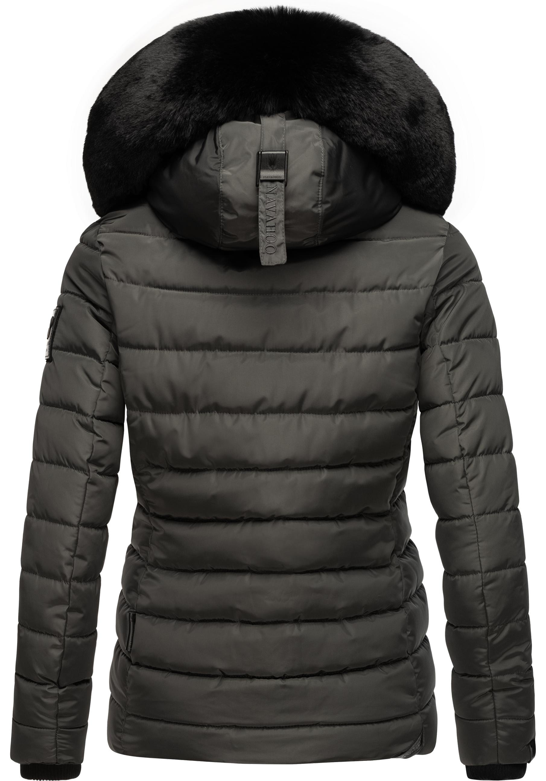 Navahoo Steppjacke »Milianaa«, mit Kapuze, Edle Winterjacke mit weicher Kunstfell-Kapuze