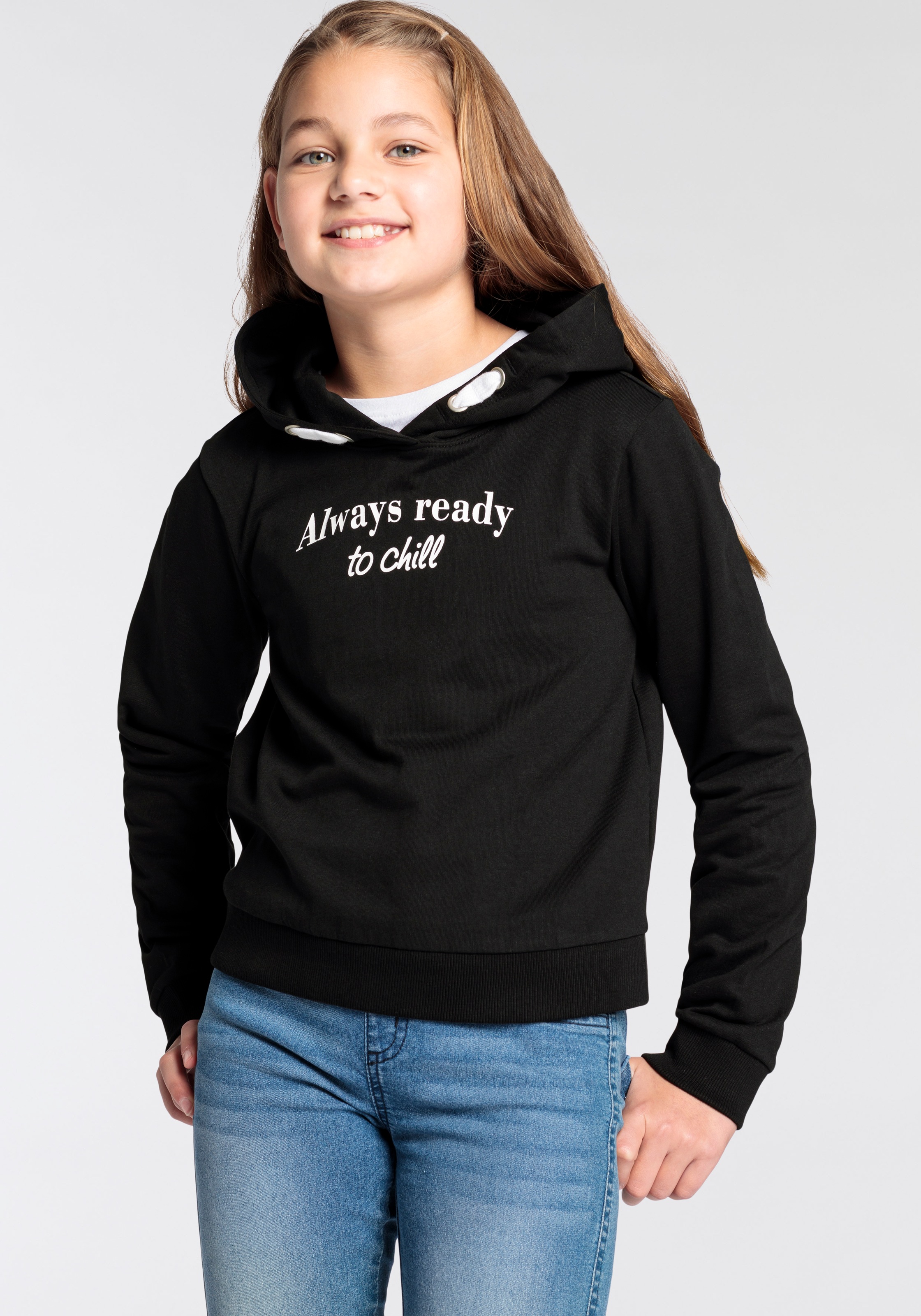 kurzer READDY Form BAUR kaufen Kapuzensweatshirt online in | Sprüche KIDSWORLD Sweat CHILL«, »ALLWAYS TO
