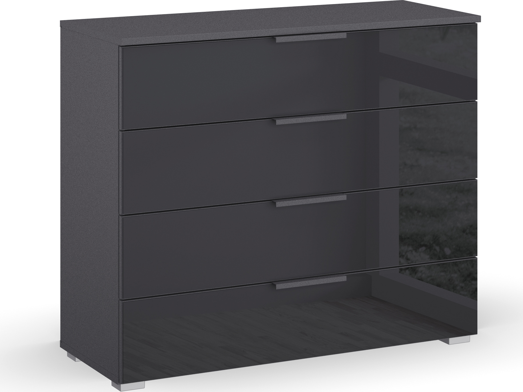 rauch Kommode "Sideboard Schubladenkommode Schubkastenkommode KOLUNA mit Glasfront", Breite 93 cm mit 4 großen Schublade