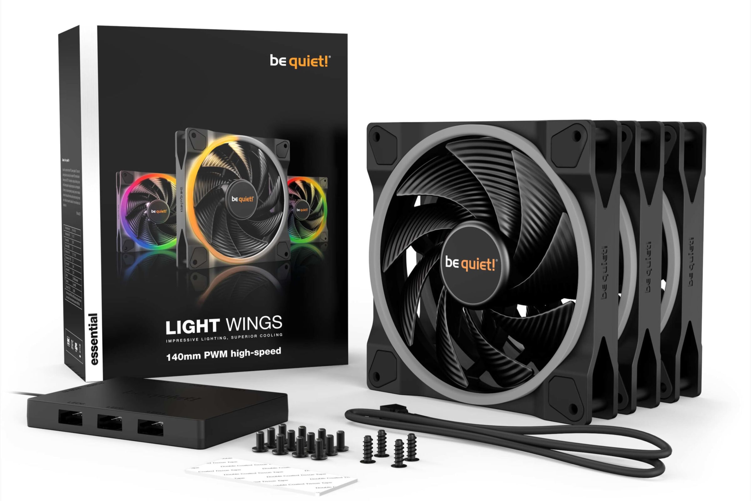 be quiet! Gehäuselüfter »Light Wings 140mm PWM high-speed Triple Pack«, (Packung, 3 St.)