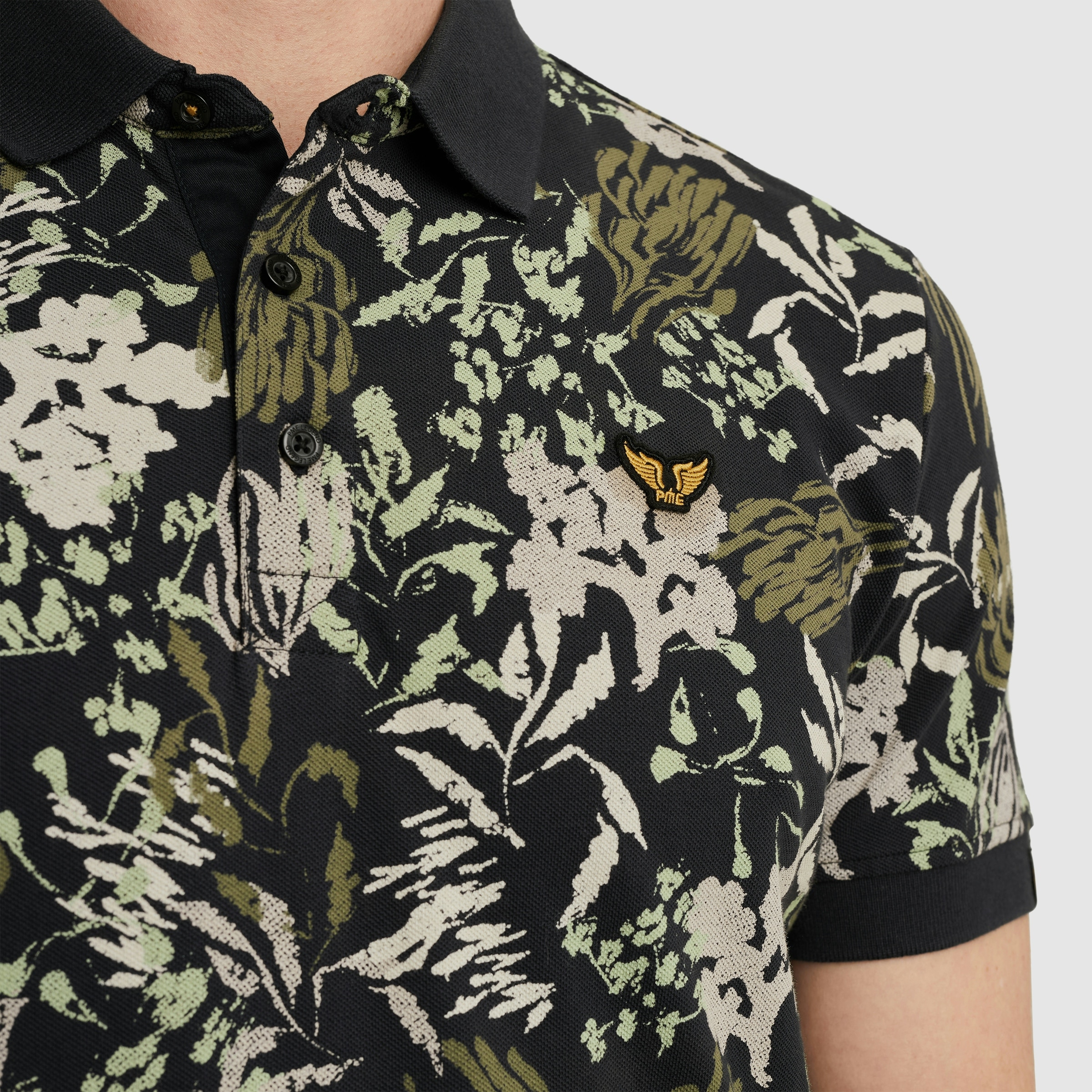 PME LEGEND Poloshirt »Short sleeve polo printed fine pique«, mit floralen Muster