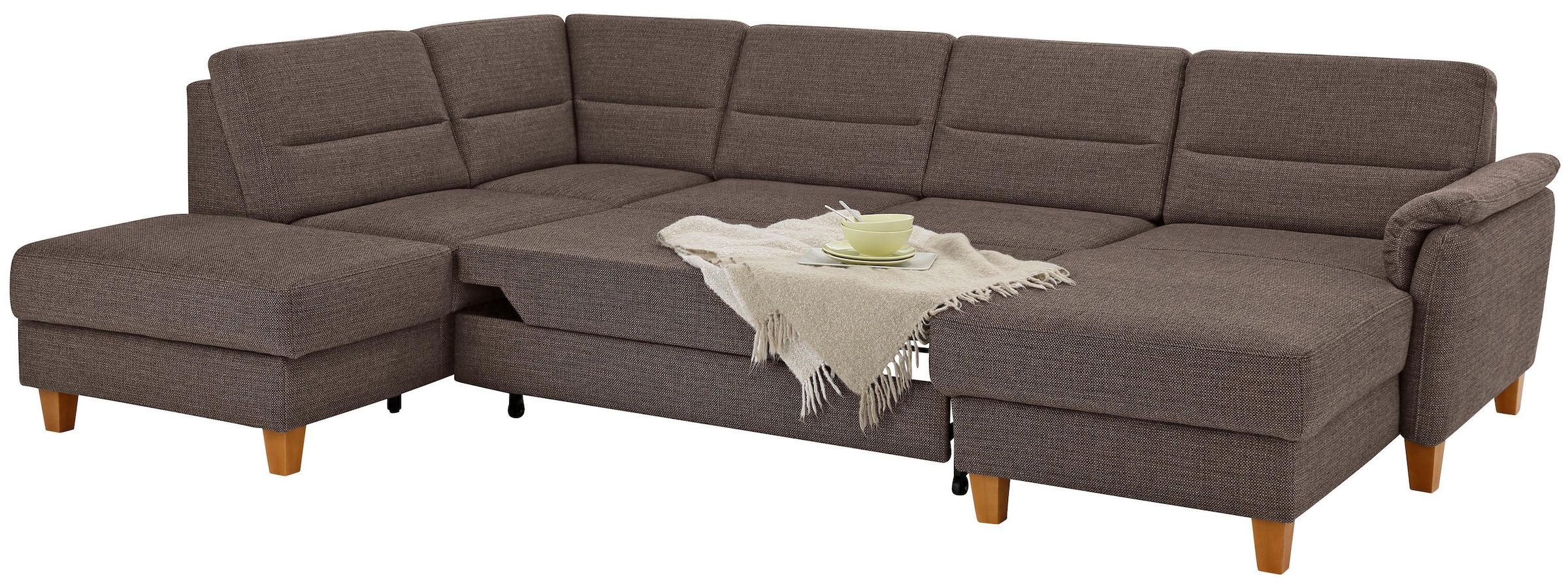 Home affaire Wohnlandschaft »Palmera U-Form«, Federkern, wahlweise mit Bettfunktion und mit/ohne Stauraum