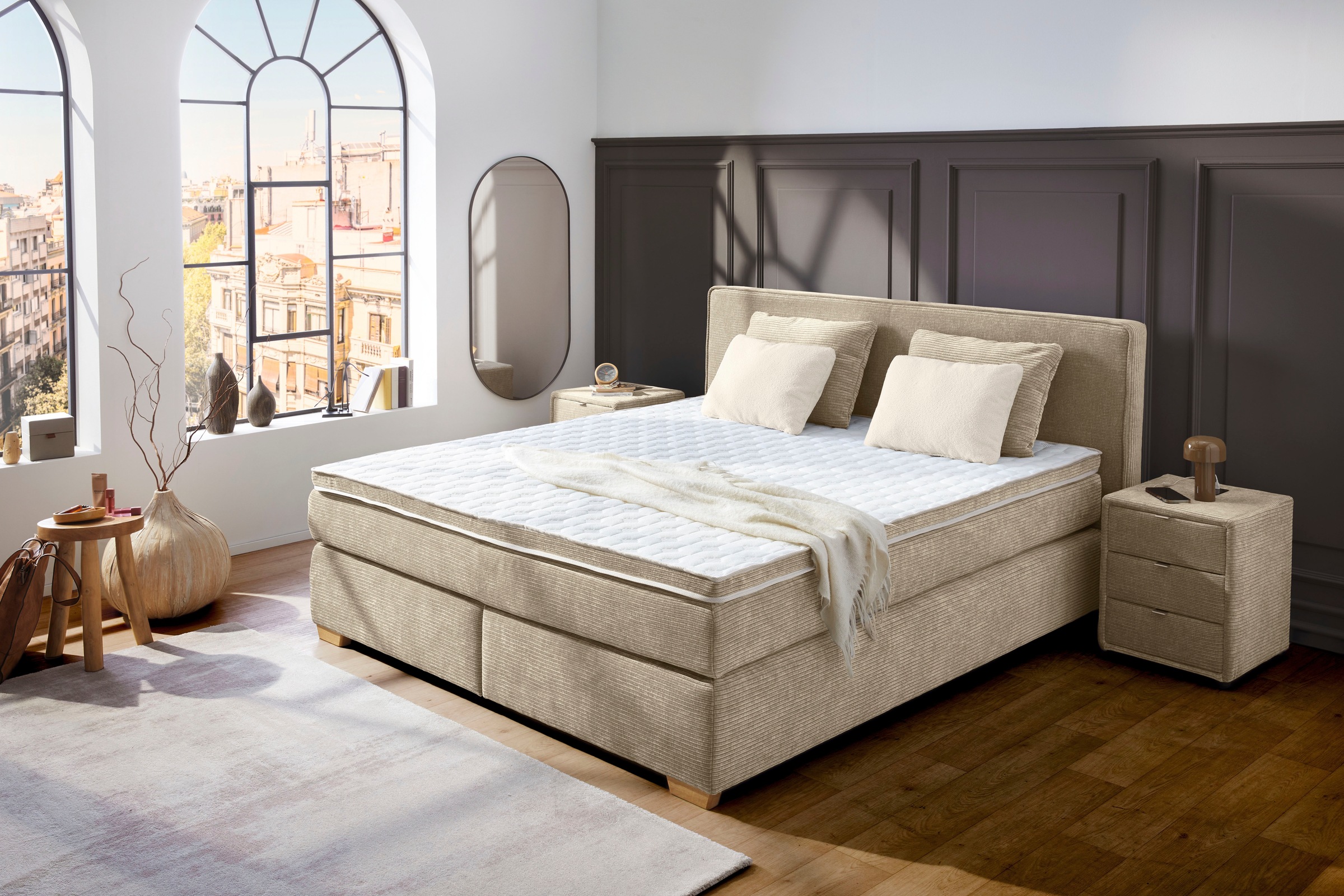 Jockenhöfer Gruppe Boxspringbett »Ronja, inkl. 7-Zonen-TTFK-Matratzen, Kaltschaum-Topper« inkl. 4 Kissen, 180x200 cm, verschiedene Härtegrade wählbar