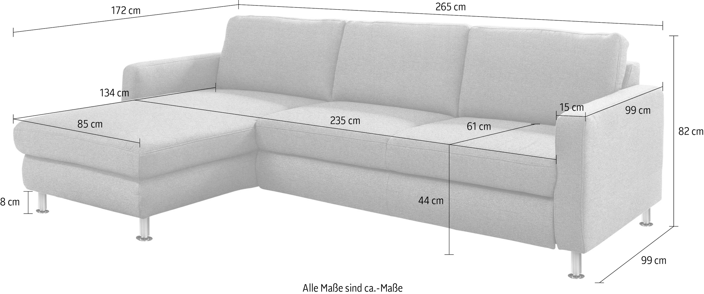 Die PlanBar Ecksofa »MP-IN19027 L-Form«, wahlweise mit Bettfunktion, frei im Raum stellbar